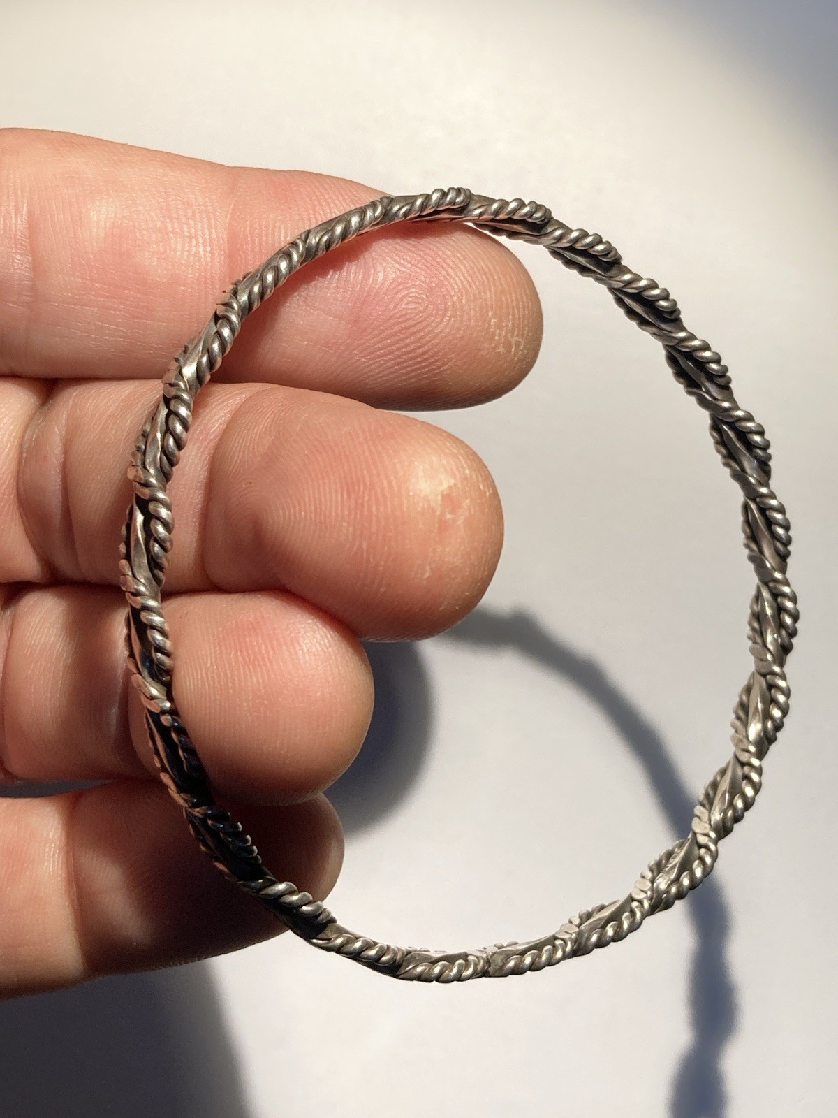 Bangle Bracelet Sterling 925 Silver Braided Rope 16 Grams 2 1/8 In Diameter m002