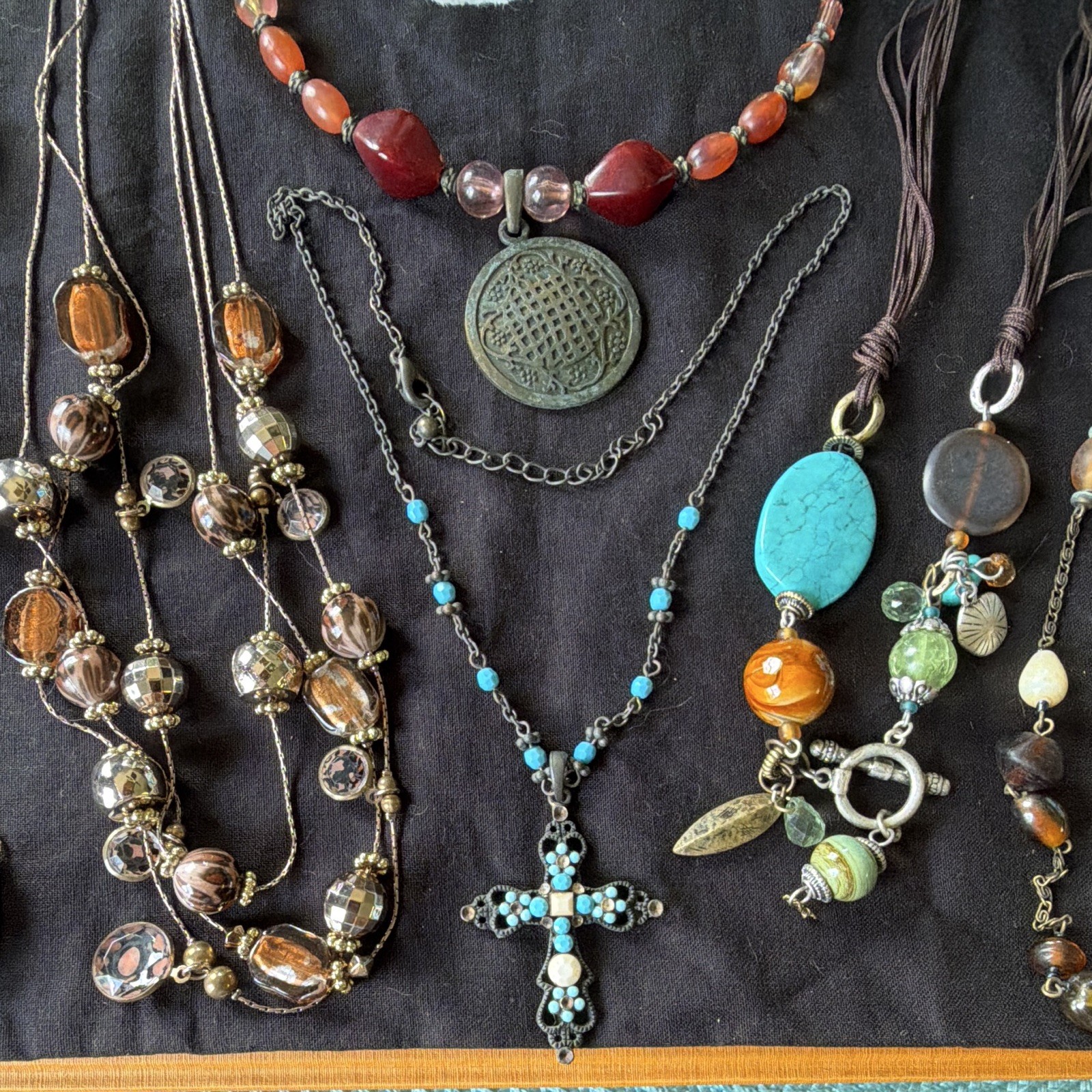 Fashion Jewelry Mixed Lot Necklaces Multicolor Glass Turquoise 7 Pieces