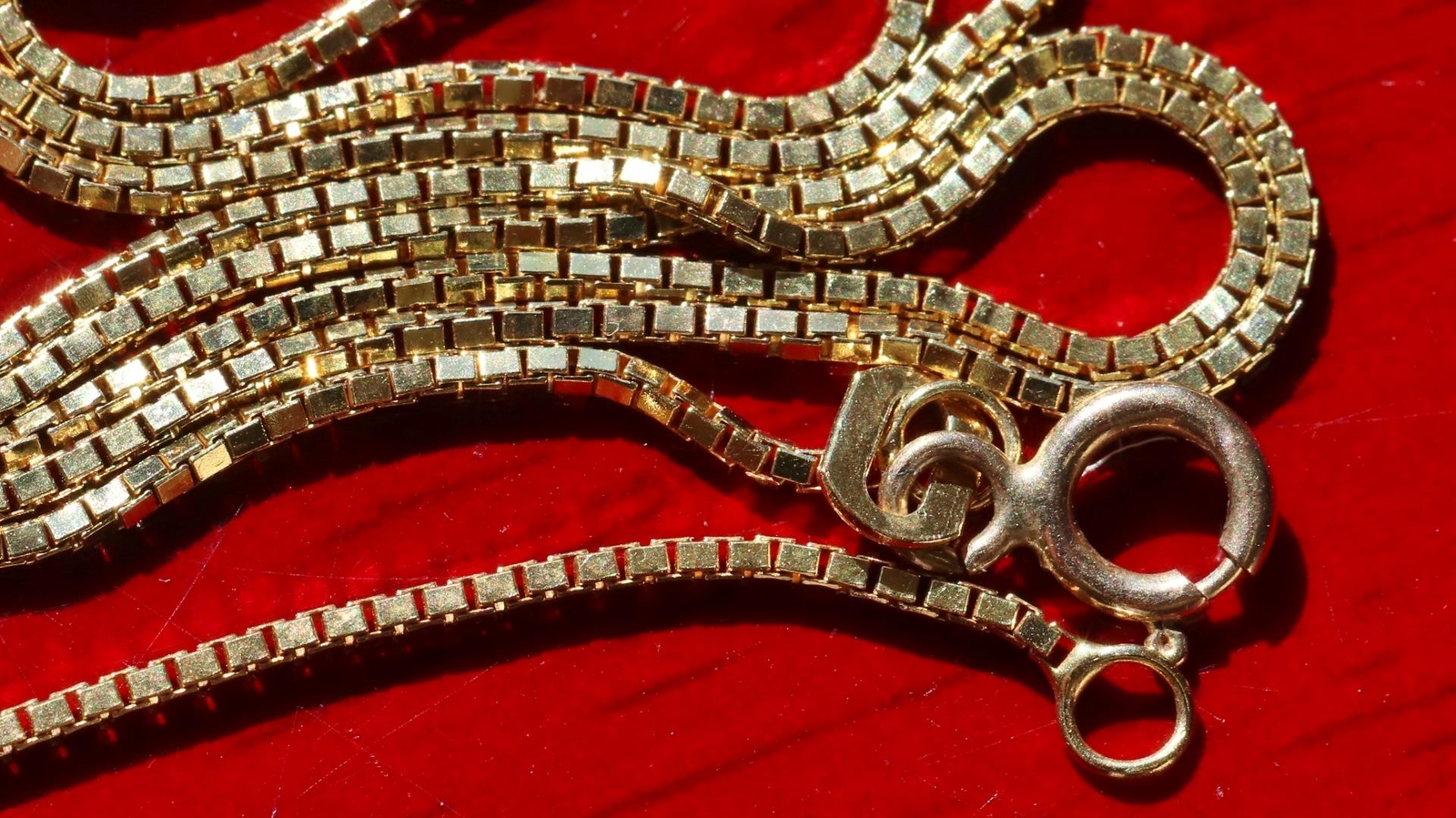 14k yellow gold necklace 18.0″ box link chain vintage handmade 2.6gr N2801