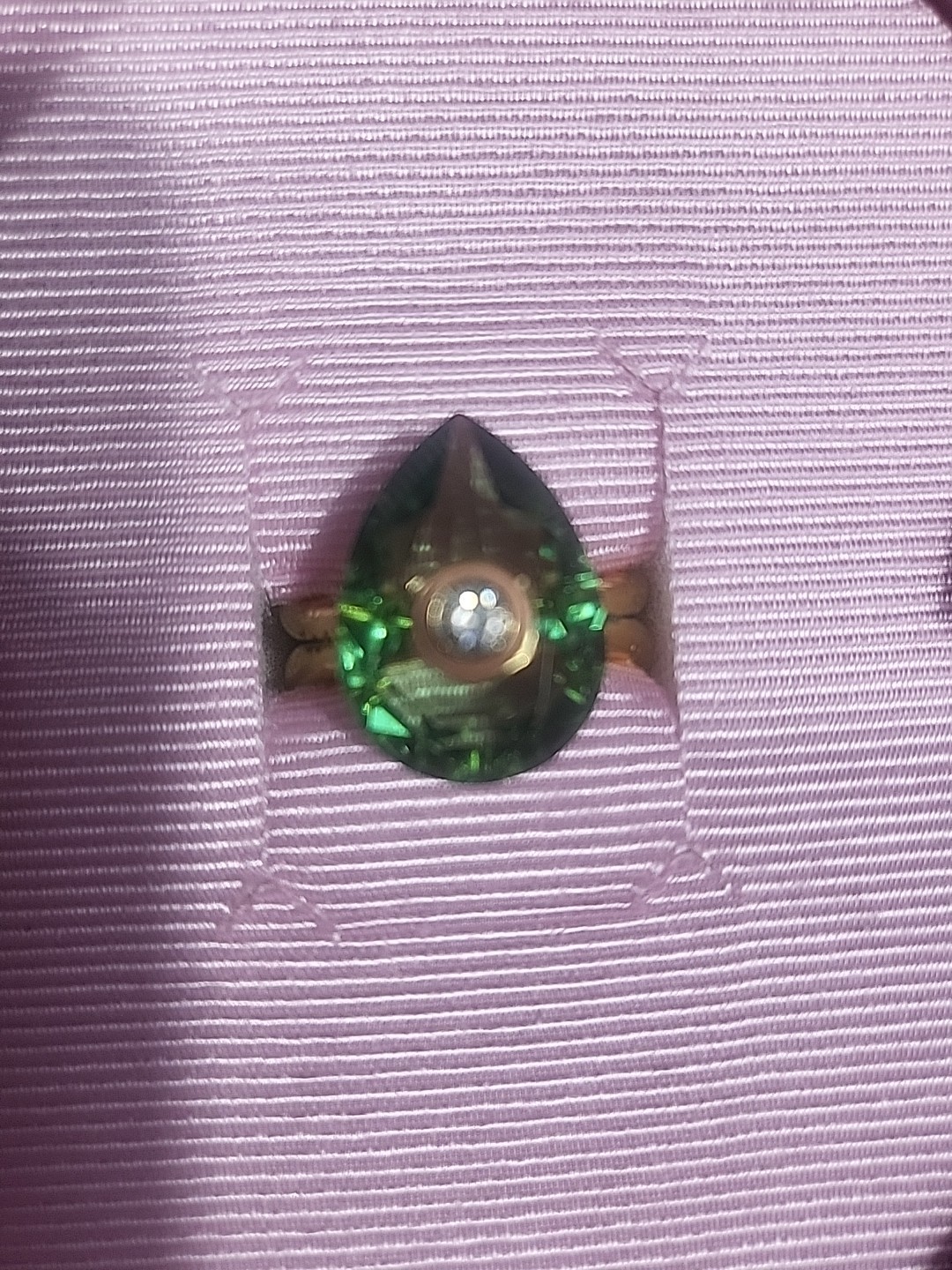 NEW IN BOX Swarovski Numina ring, Pear cut, Green, Gold-tone plated SIZE 58