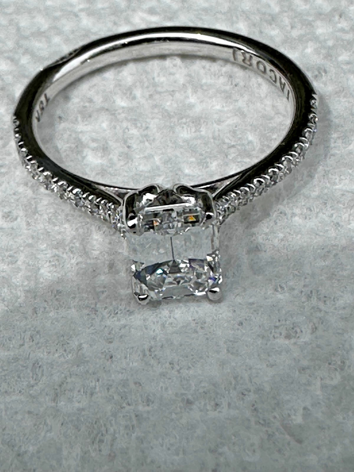 Tacori 1.01ct D VS2 Emerald Cut Diamond Engagement Ring GIA 18K Wht. Gold Sz 6.5
