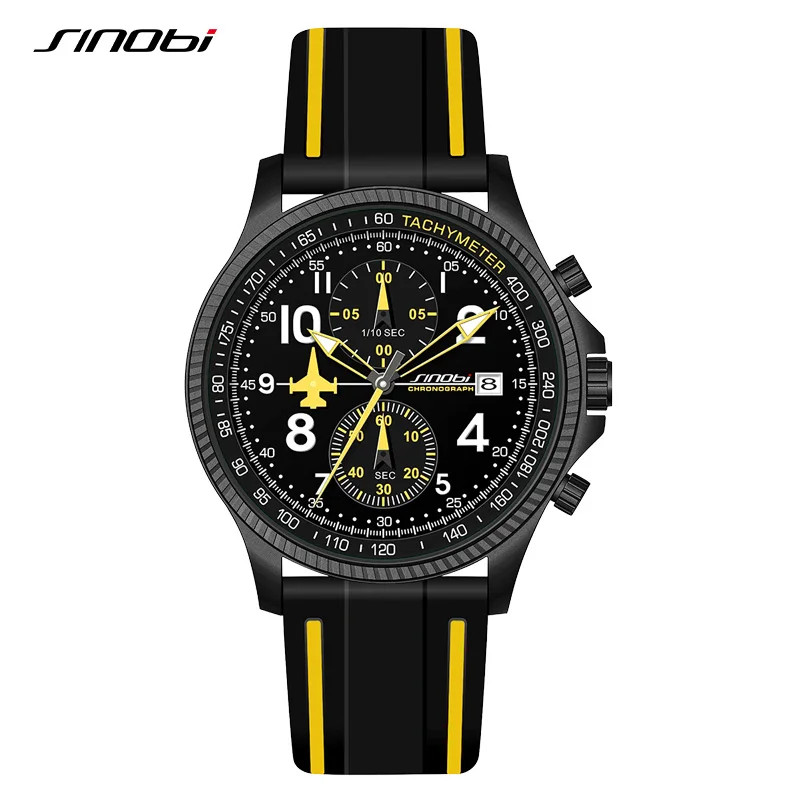 New SINOBI Creative Design Airplane Chronograph Men’s Watches Original Geneva