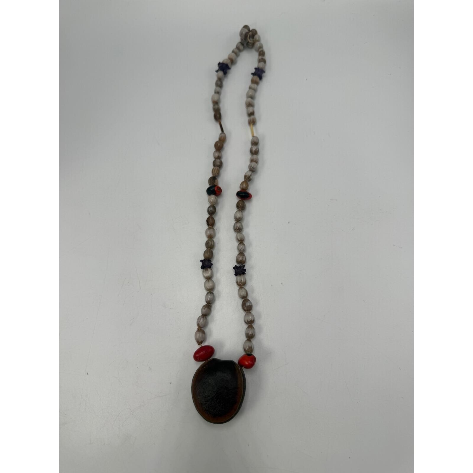 Vintage Handcrafted Job’s Tears Bead Necklace with Large Seed Pod Pendant