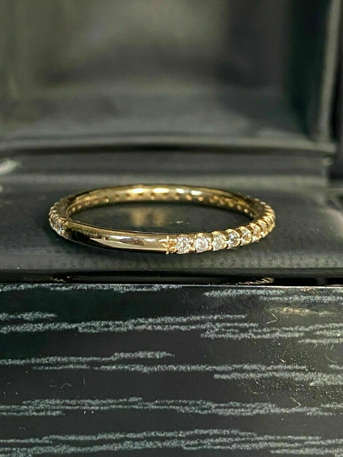 14K Yellow Gold Finish 1Ct Round Cut Simulated Women Eternity Wedding Band