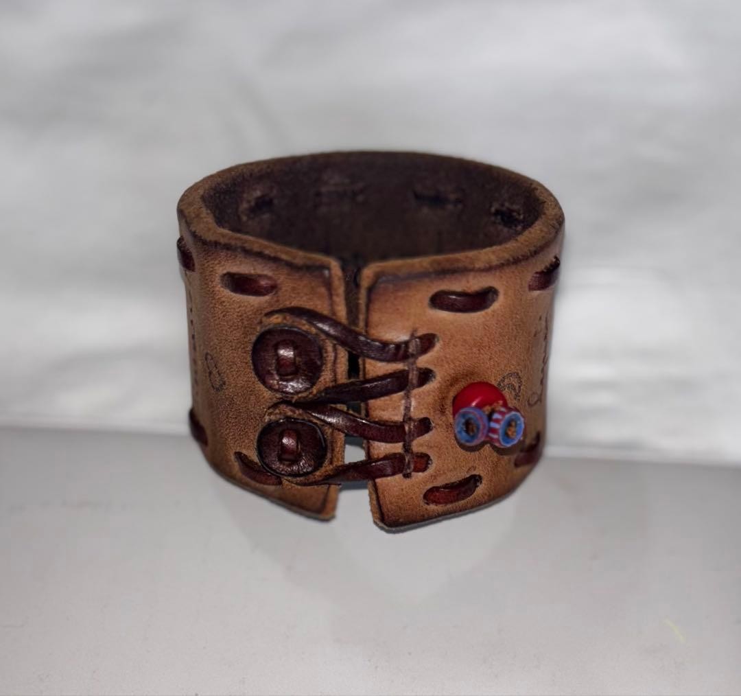 HENRY CUIR Leather Bracelet Bangle in Brown Unisex