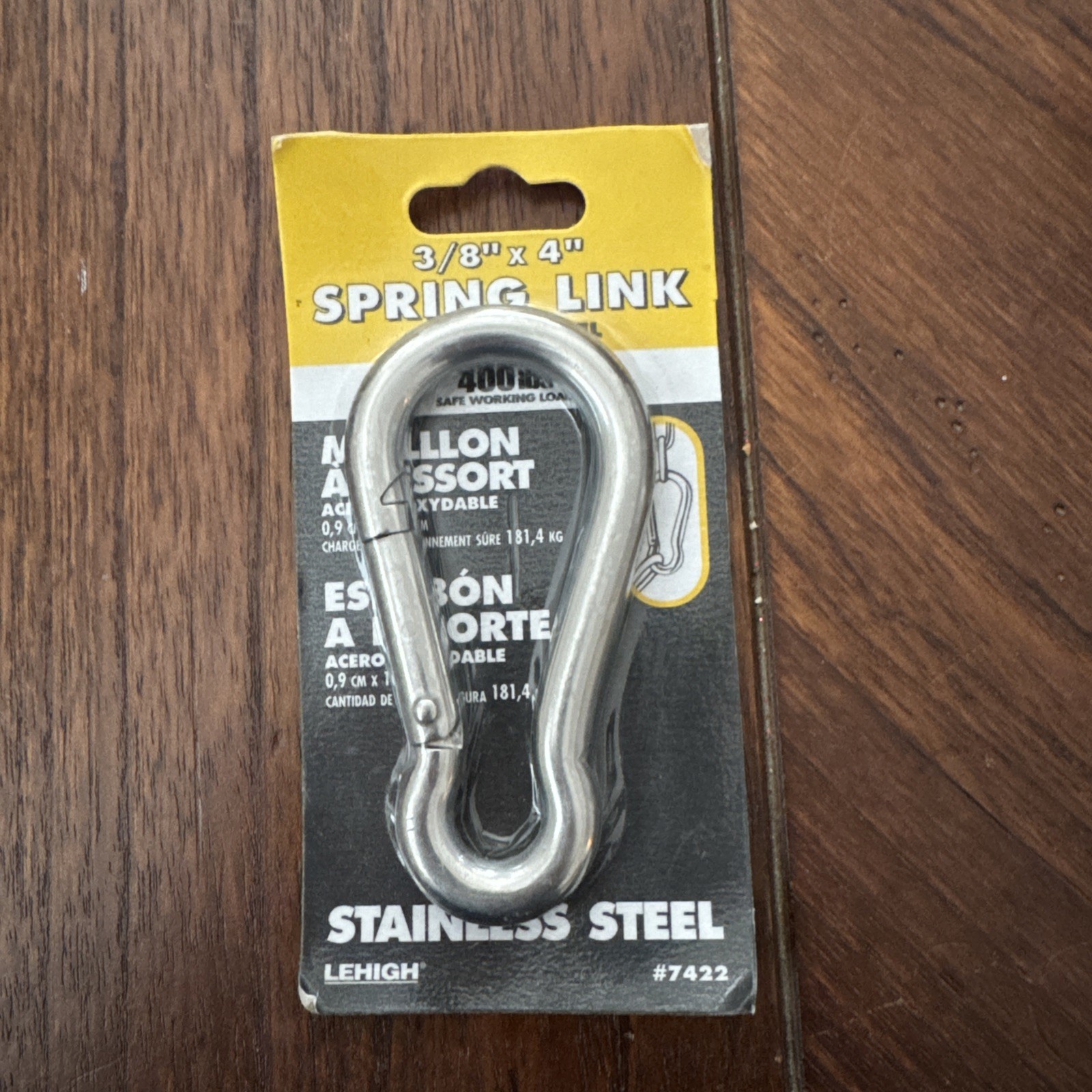 400 lb. x 3/8 in. x 4 in. Stainless Steel Spring Link