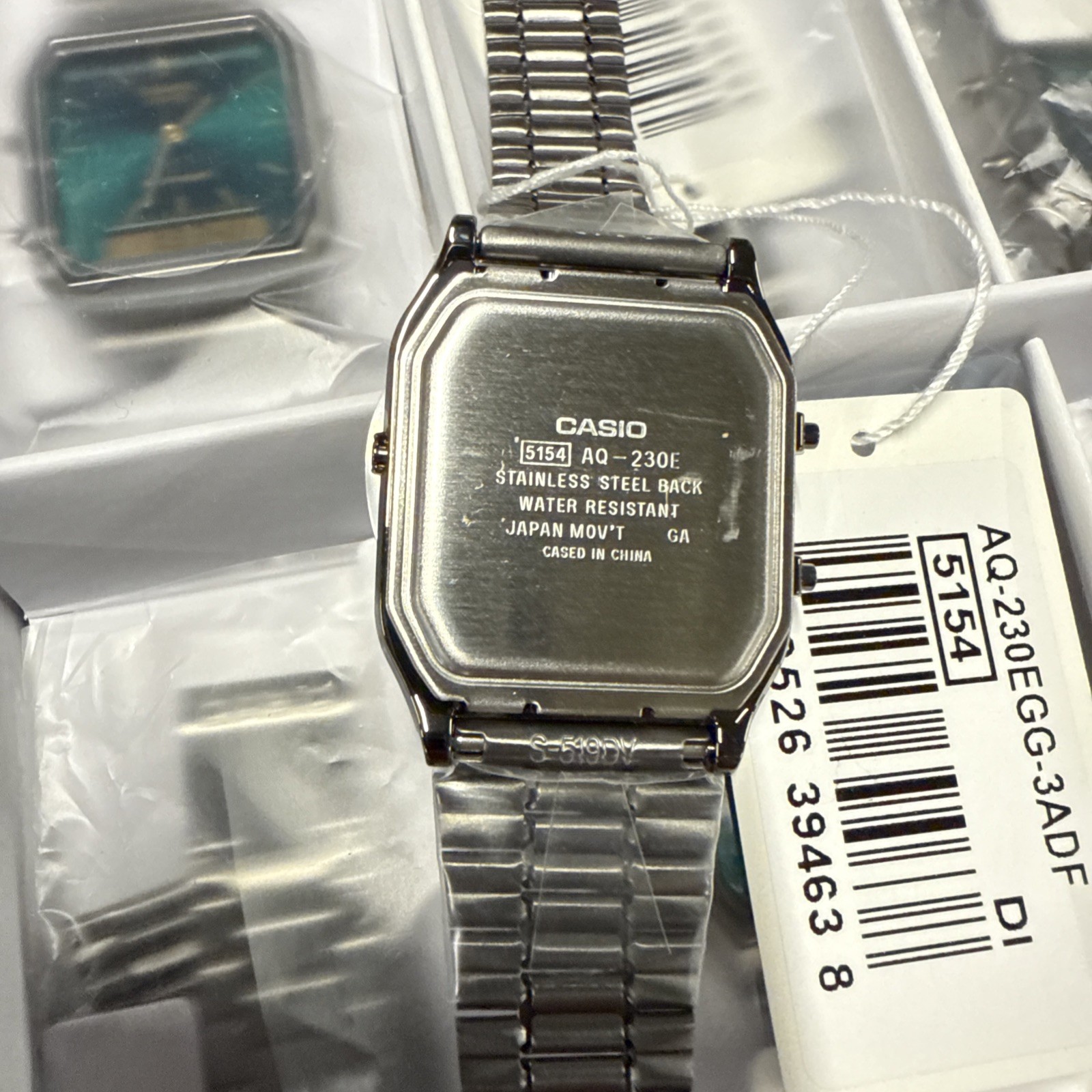 Casio Vintage Green Dial Stainless Steel Quartz Casual AQ-230EGG-3A Unisex Watch