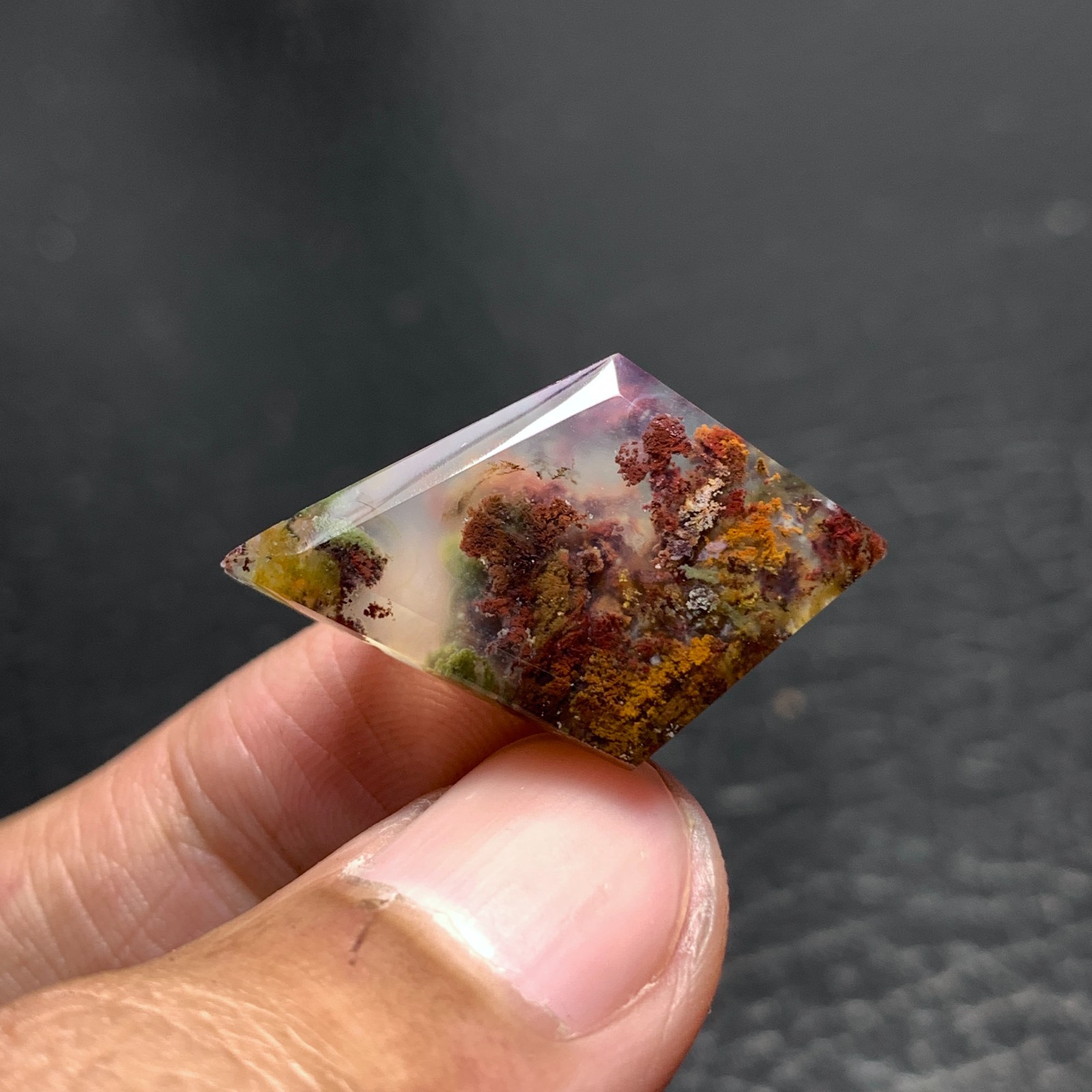 Scenic Moss Agate Cabochon 28x17x4mm High Quality 12 ct