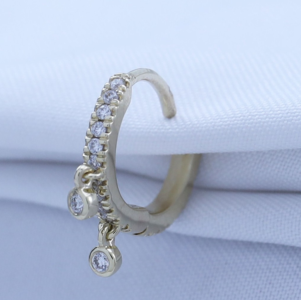 1/8 Ct Lab Grown Diamond Drop Dangle Single Earring in 14K Yellow Gold