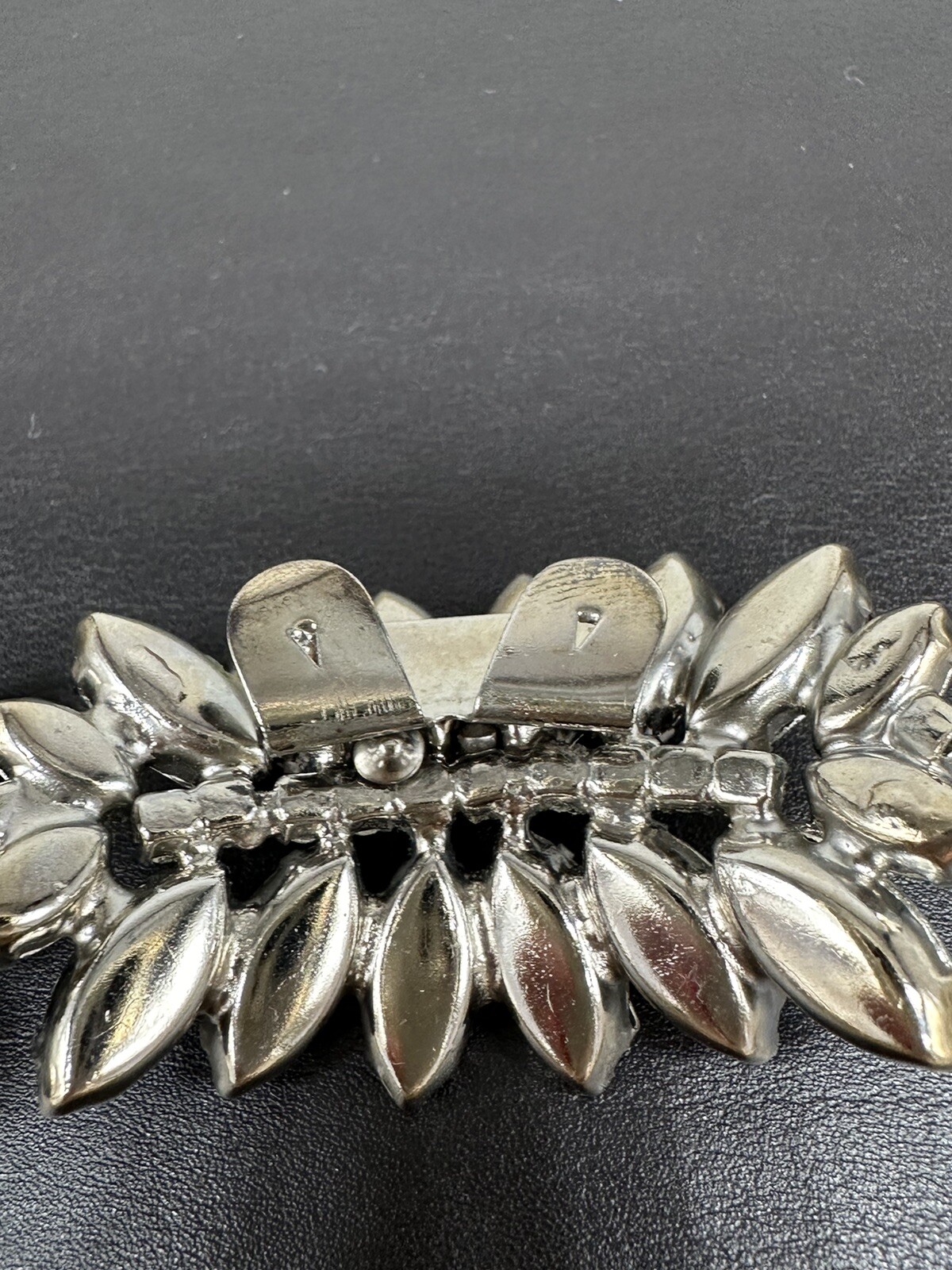 Stunning Vintage Shoe Clips Clear Colorless Marquise Rhinestone Silver-tone