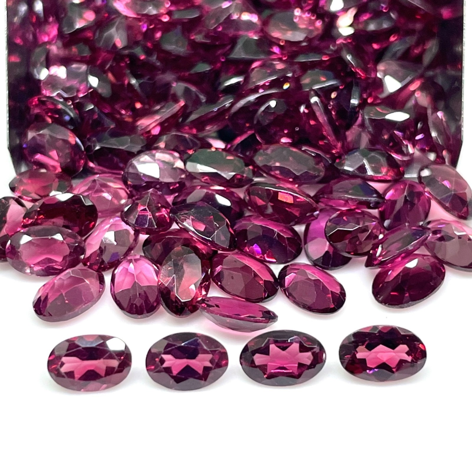 25 Pcs Natural Rhodolite Garnet 6x4mm Oval Cut Loose Untreated Gemstones Lot