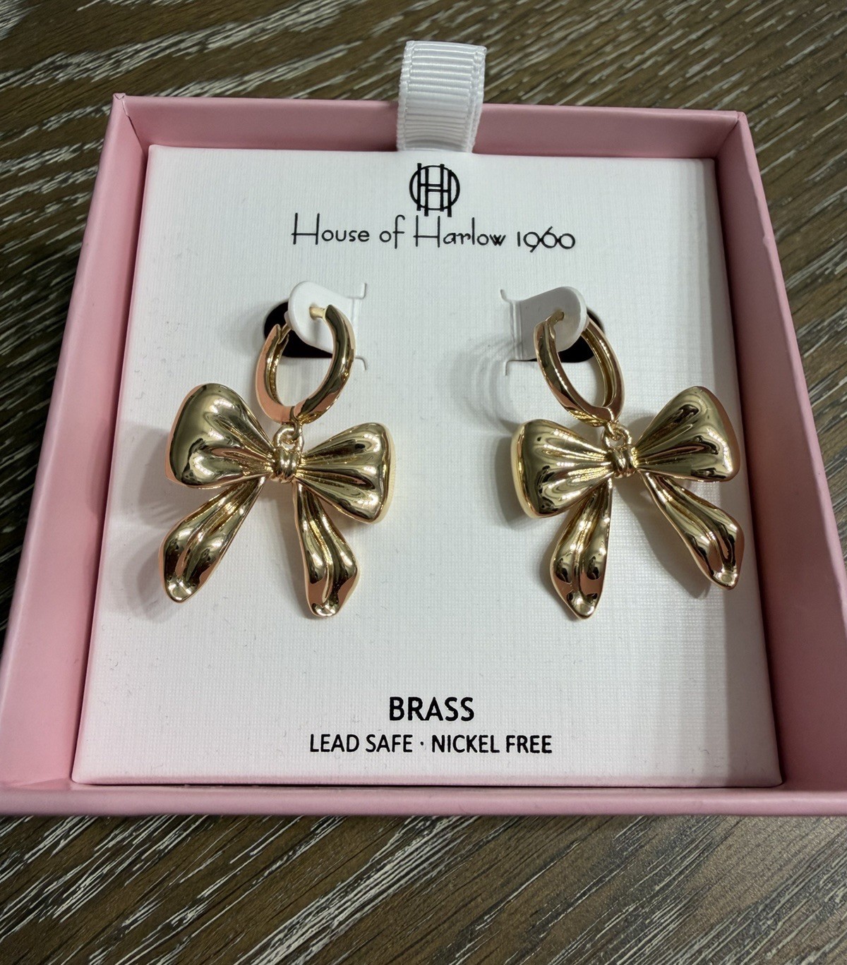 House of Harlow 1960 Goldtone Coquette Bow Hoop Earrings