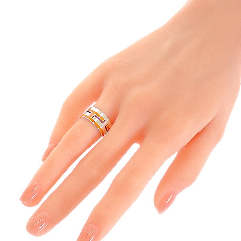 HERMES #13(JP Size) ring Orange Silver925 mens