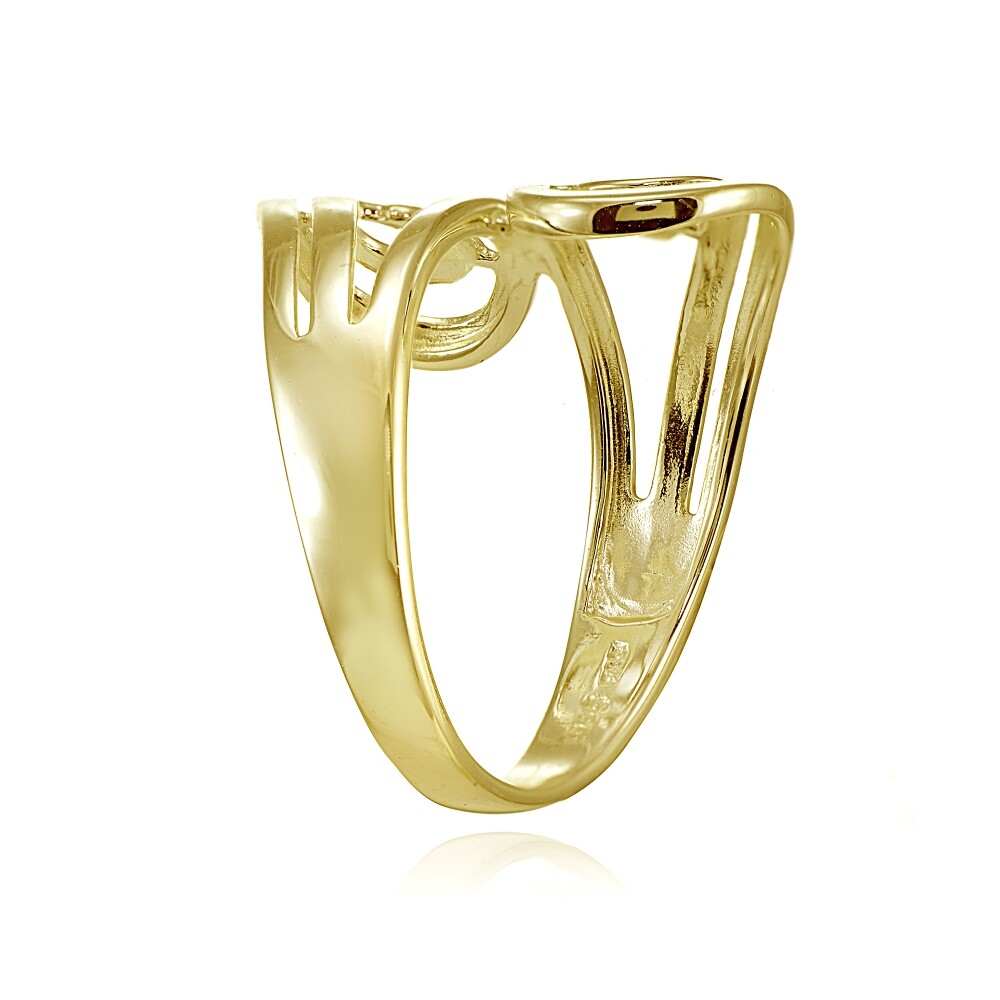 Yellow Gold Flashed Sterling Silver Polished Open Wrap Swirl Fashion Ring, S9