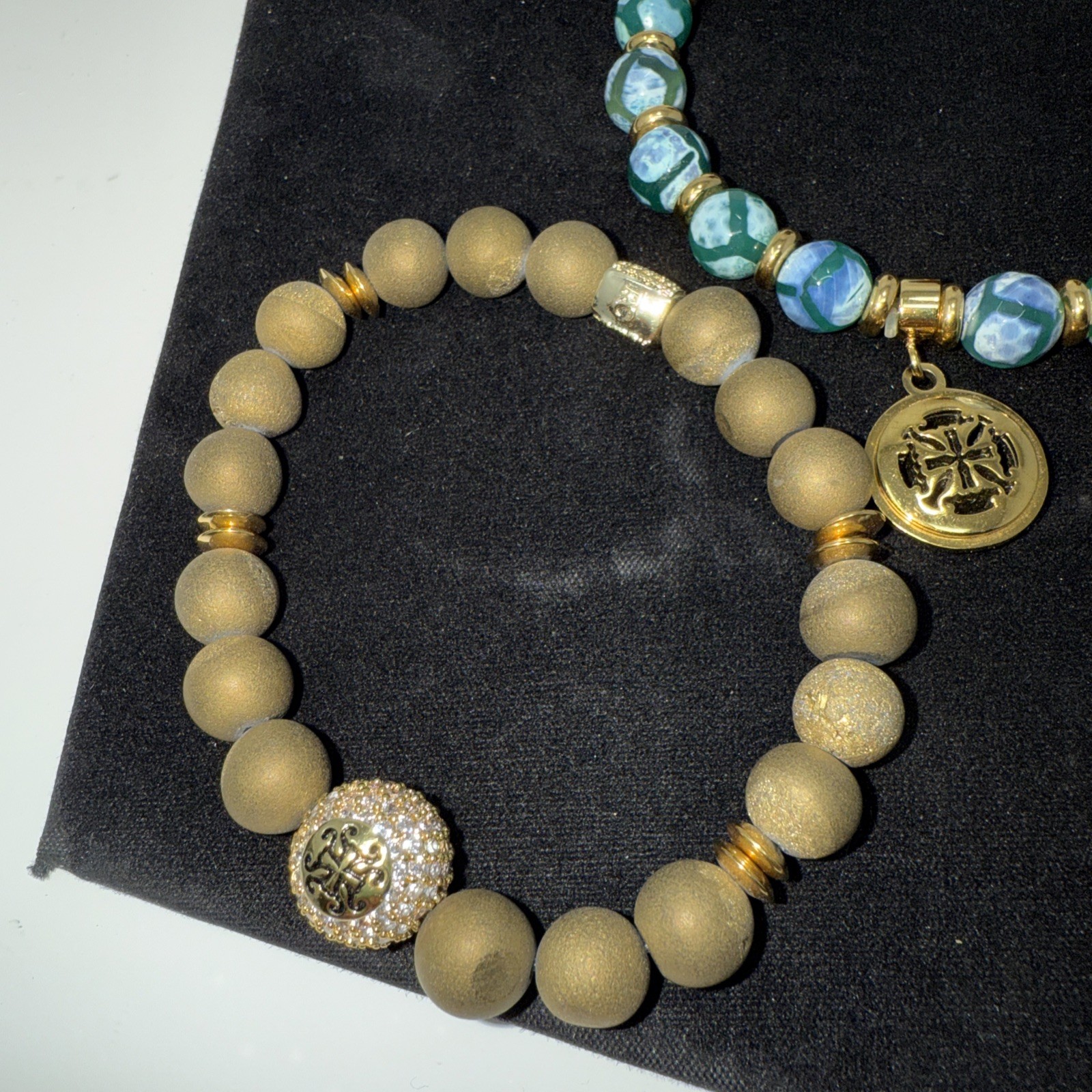 Rustic Cuff Bracelet Set Beaded Charm Stretch Colorful Gold Tone Multicolor Lot