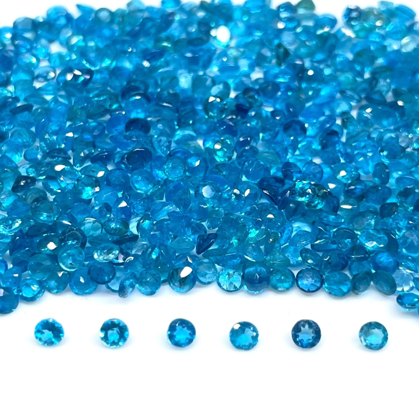 100 Pcs Natural Neon Apatite 2.5mm Round Cut Loose Untreated Gemstones Lot