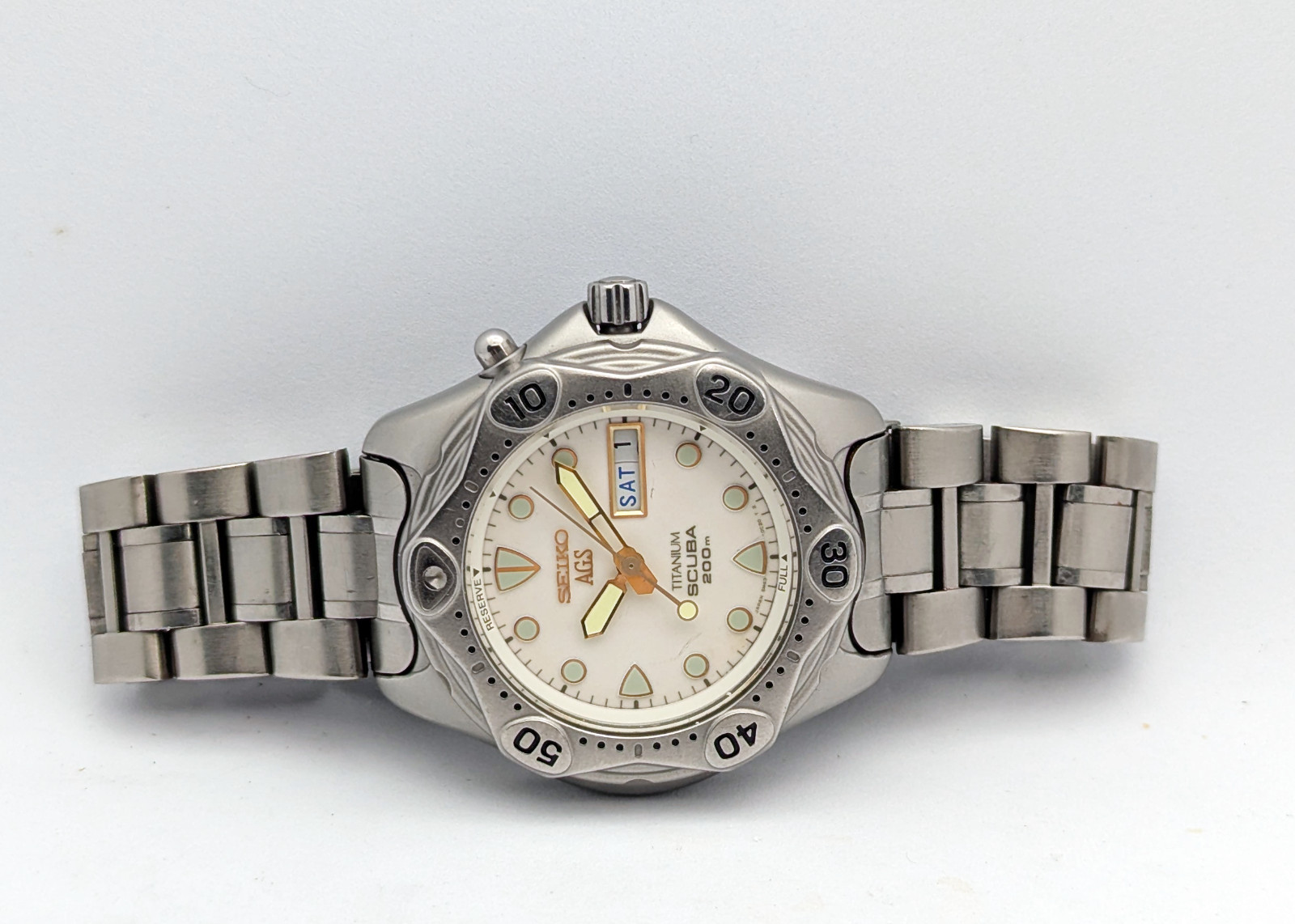 Seiko AGS Kinetic SBBW041 JDM Full Lume Titanium Scuba 200M 5M43-0B40 | Full Set