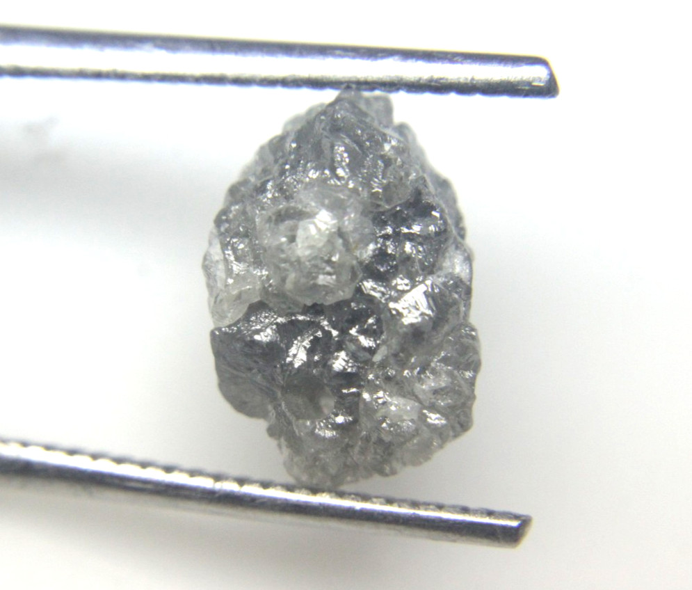 4.87 CT UNCUT SILVER GRAY ROUGH DRILLED DIAMOND FOR PENDANT 12.11×8.40×6.40 MM