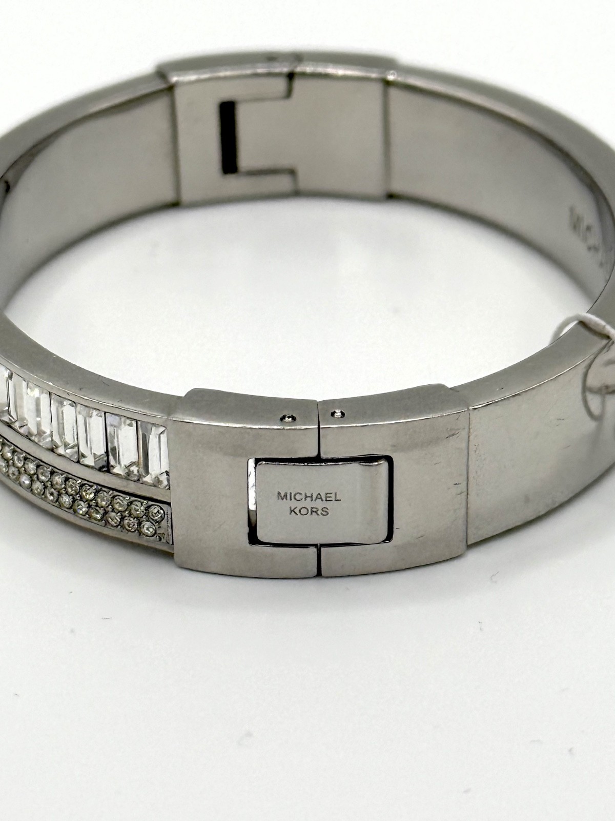 Michael Kors Pave Baguette Hinge Bracelet Silver-tone with Push Clasp Closure