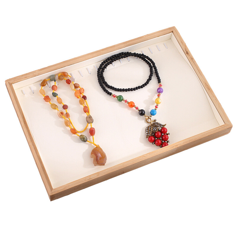 Bamboo Jewelry Display Tray Necklace Bracelet Ring Earring Organizer Showcase