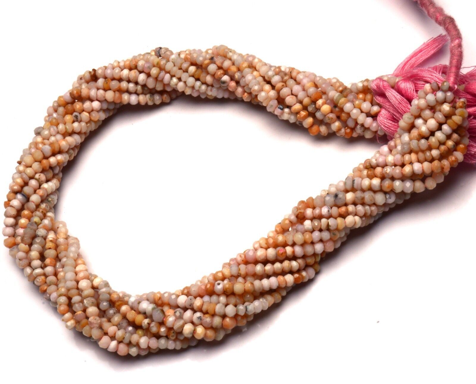Natural Gem Peruvian Pink Opal Micro Faceted 3MM Approx Rondelle Beads 13″Strand