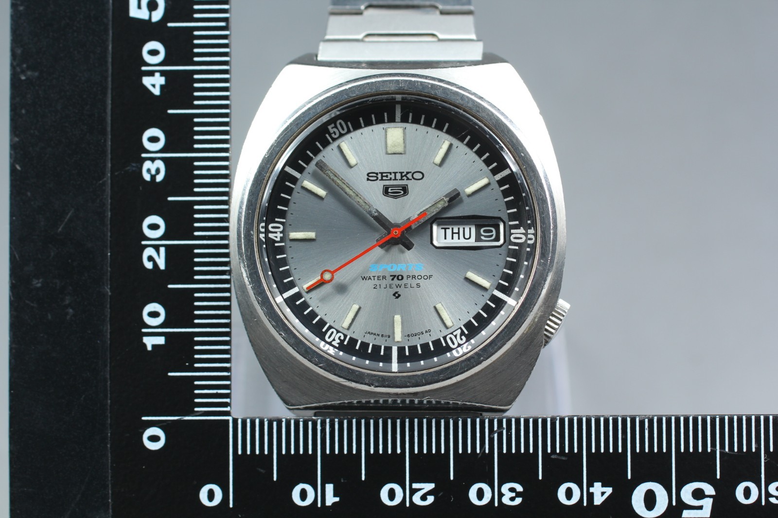 Vintage [N Mint] Seiko 5 Sports 6119-6020 Silver Dial 38mm Men AT Watch JP #348