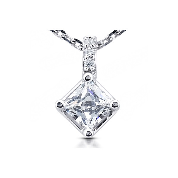 0.80ct tw L/VS1 Princess Earth Mined Certified Diamonds Platinum Classic Pendant