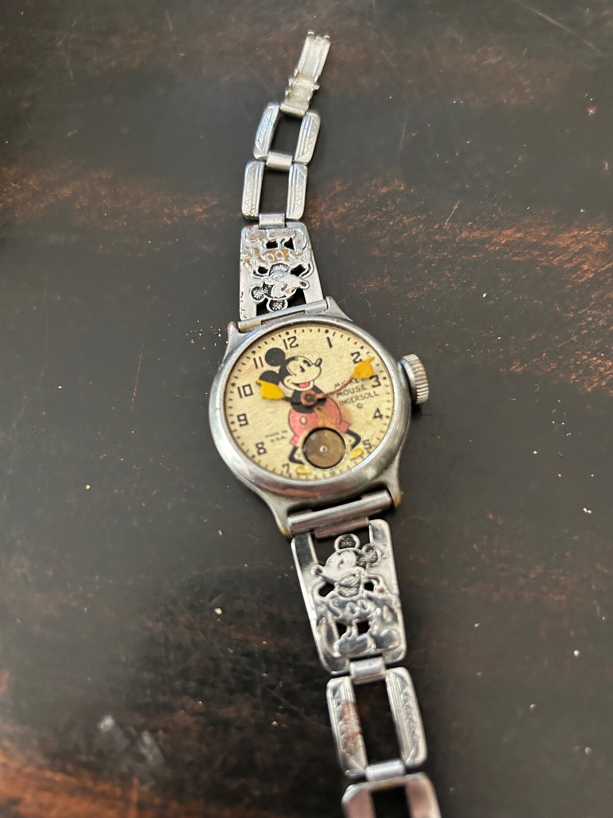 Vintage 1934 Ingersoll Mickey Mouse Wrist Watch Works
