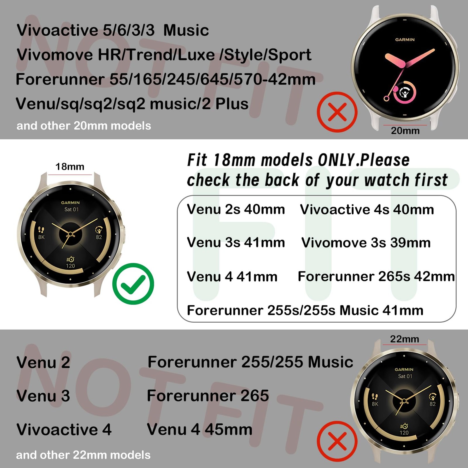 18mm Magnetic Braided Nylon Band Compatible with Garmin Venu 3S/Venu 4 41mm/Venu