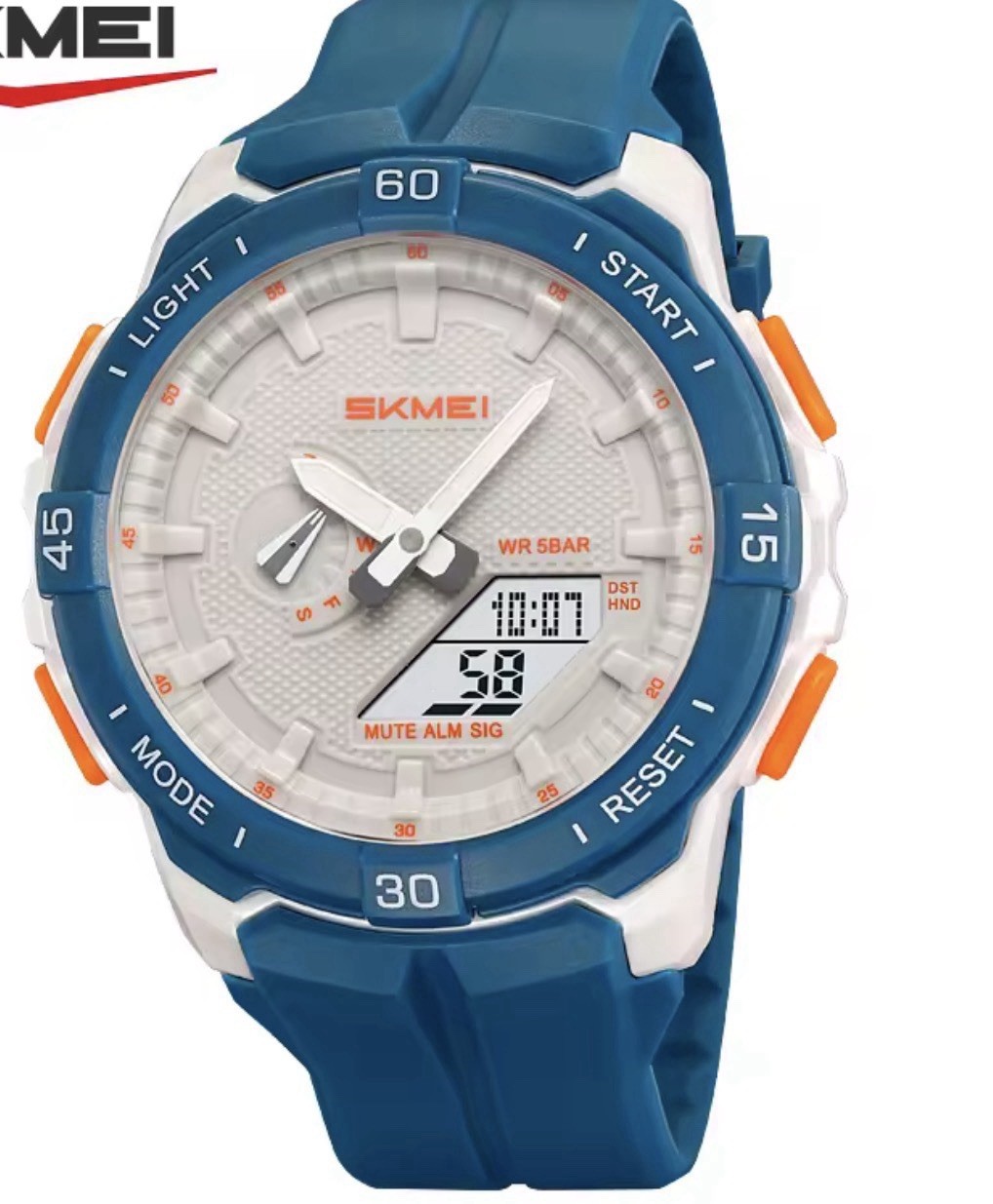 SKMEI Men’s Analog-Digital Quartz 50M Blue Silicone Strap Alarm Backlight