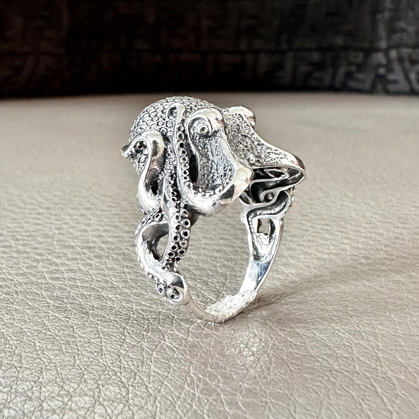 Handcrafted 925 Sterling Silver Octopus Ring Heavy Kraken Sea Monster Ring Silve