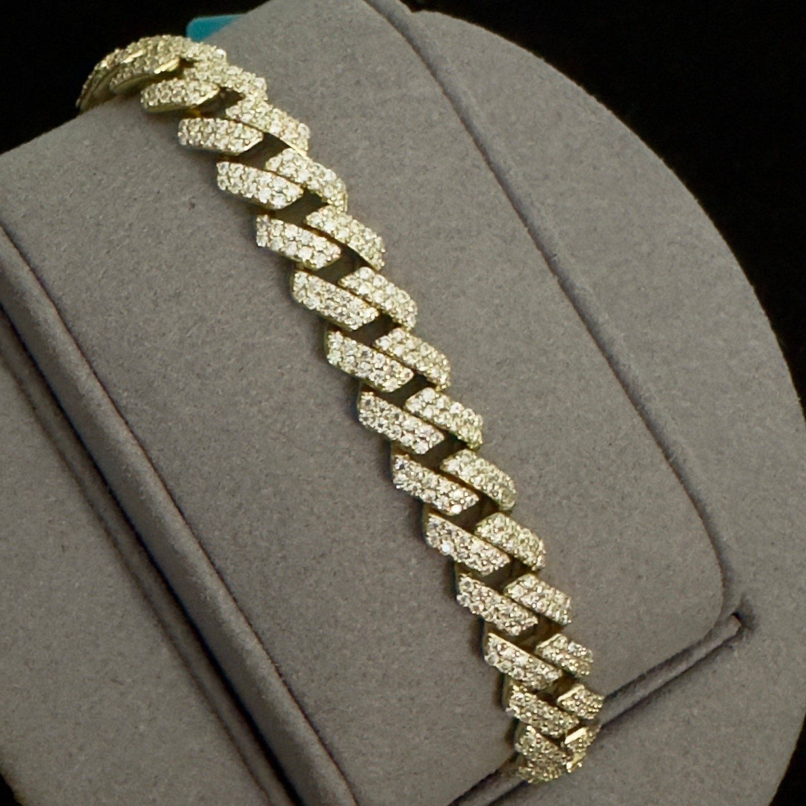 8.7mm Genuine Moissanite Iced Gold Monaco Cuban Bracelet 7.5in~NEW Retails $899