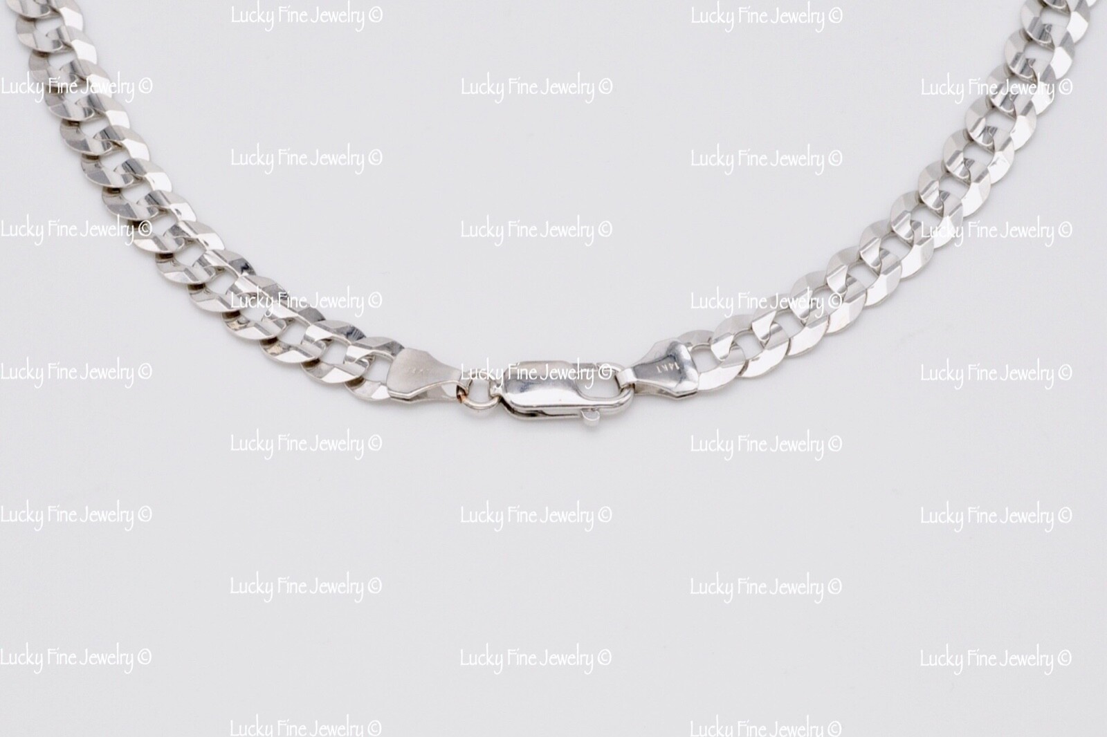 Real 14k White gold Miami Curb chain necklace 20-24 inches 6.50 mm