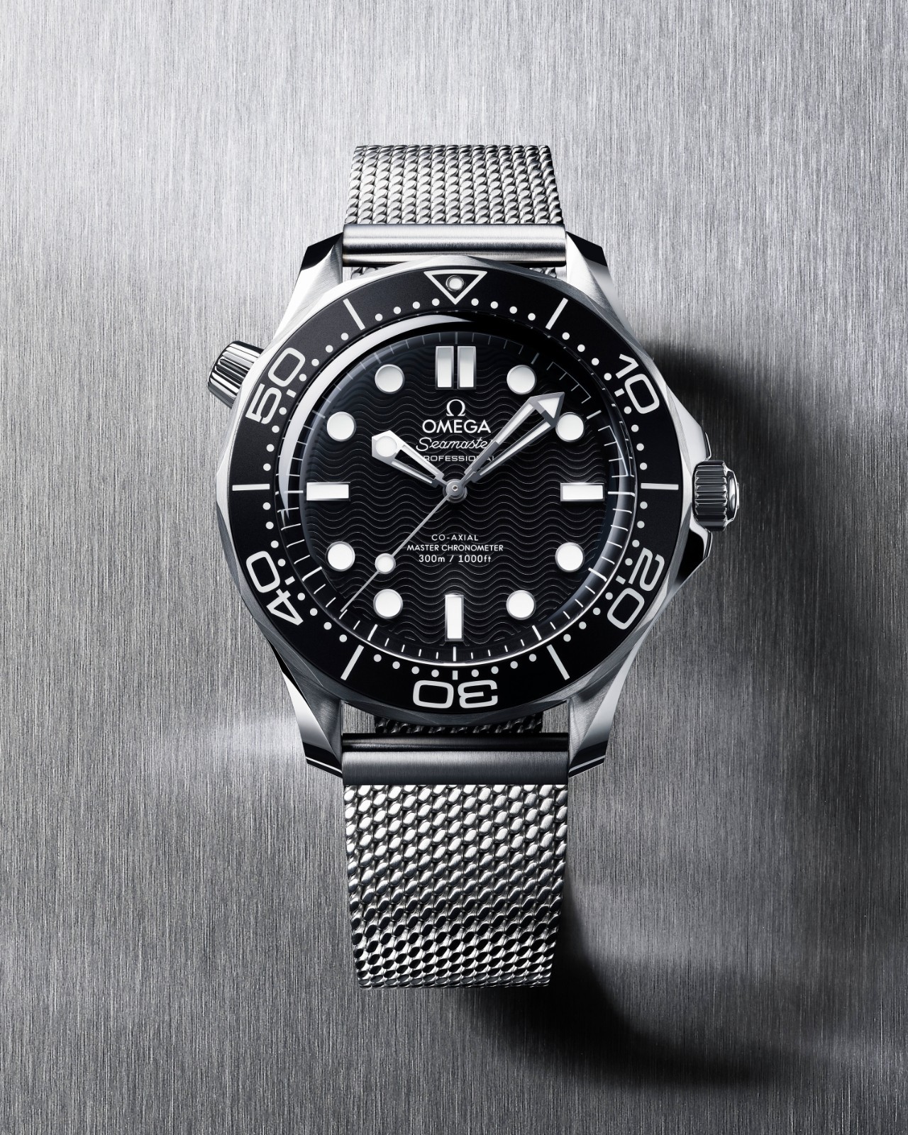 Omega Seamaster Diver Black Dial Mesh Bracelet 210.30.42.20.01.010 NEW 2026
