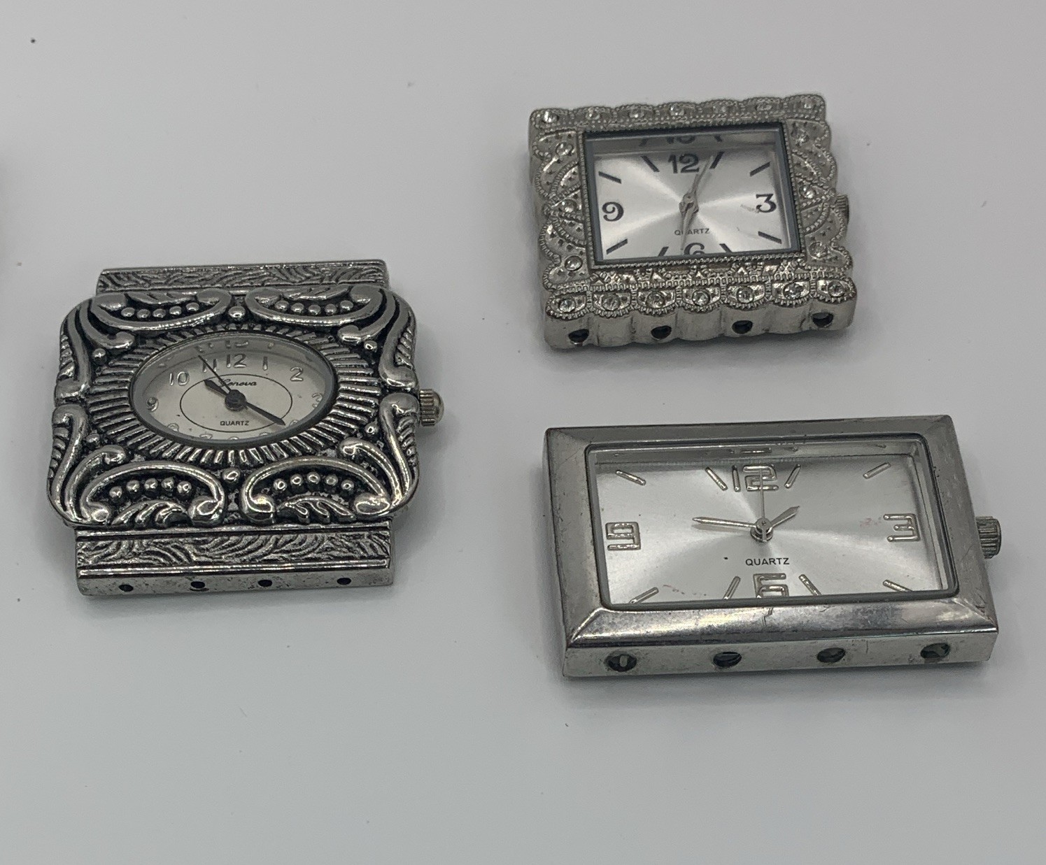Geneva Lot of 5 Women’s Silver Clip Quartz Watches 24-27.9mm Rectangle