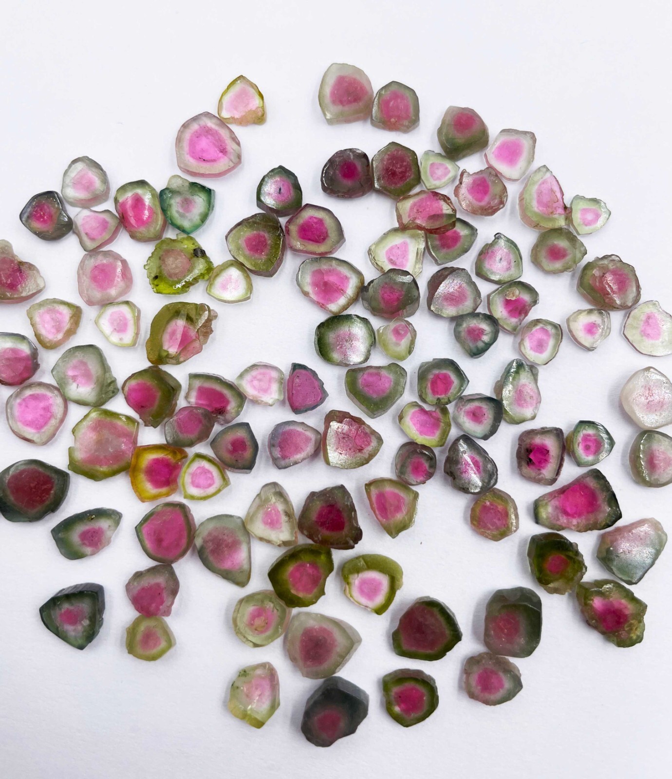 Natural Watermelon Tourmaline Slice Loose Gemstone Lot 10 Pcs 5*6-7*8 MM 10 CT
