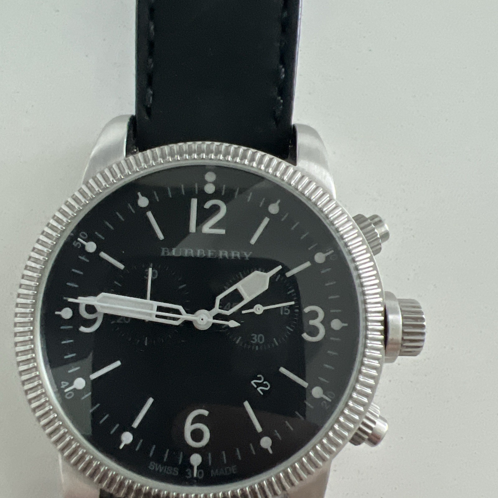 Burberry Swiss Made Quartz Men’s Watch Leather Strap 100m BU7808 Needs Battery