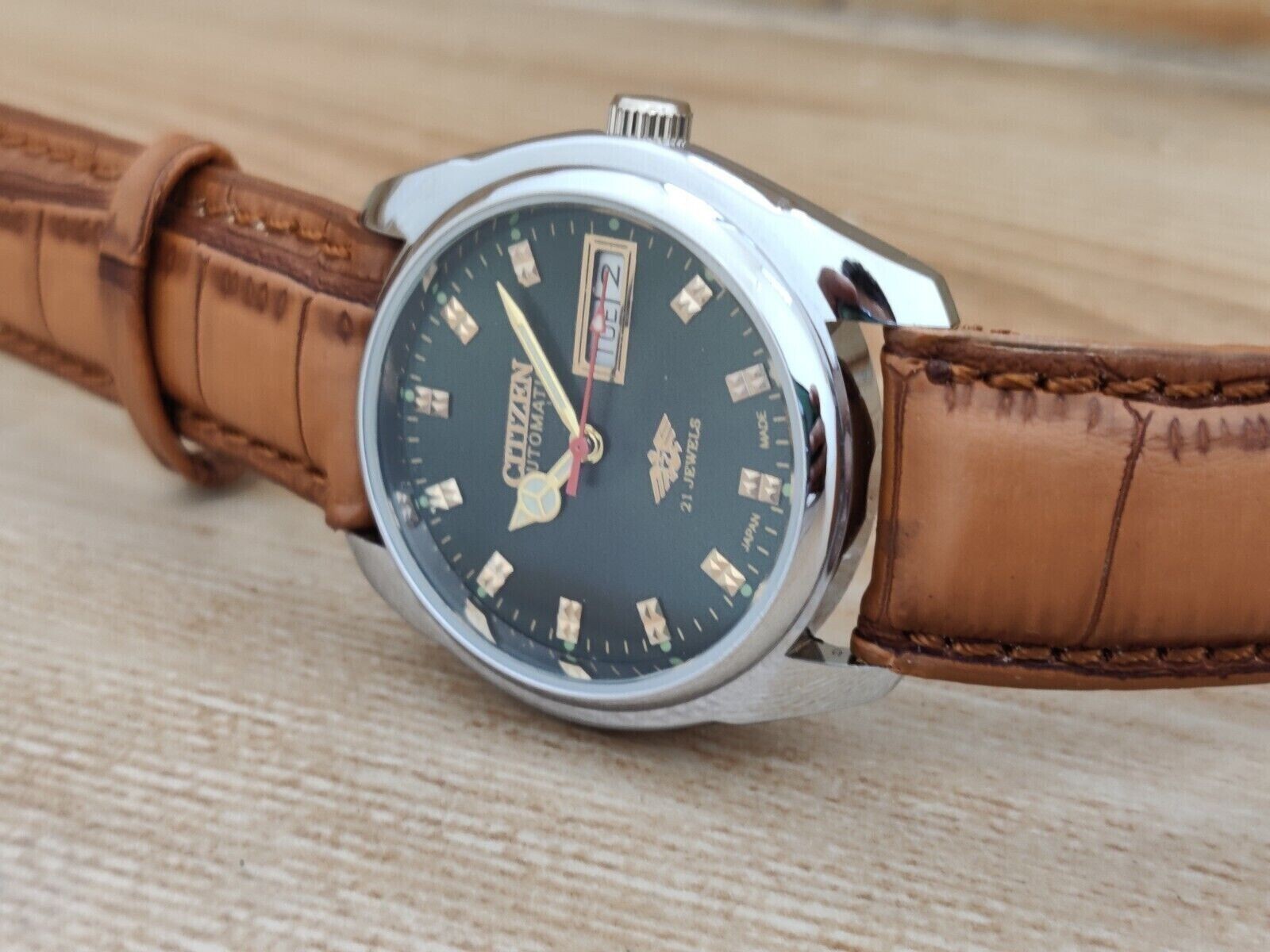 Vintage Citizen Automatic Japan Made Black Dial Day/ Date Men’s Wrist Good Watch