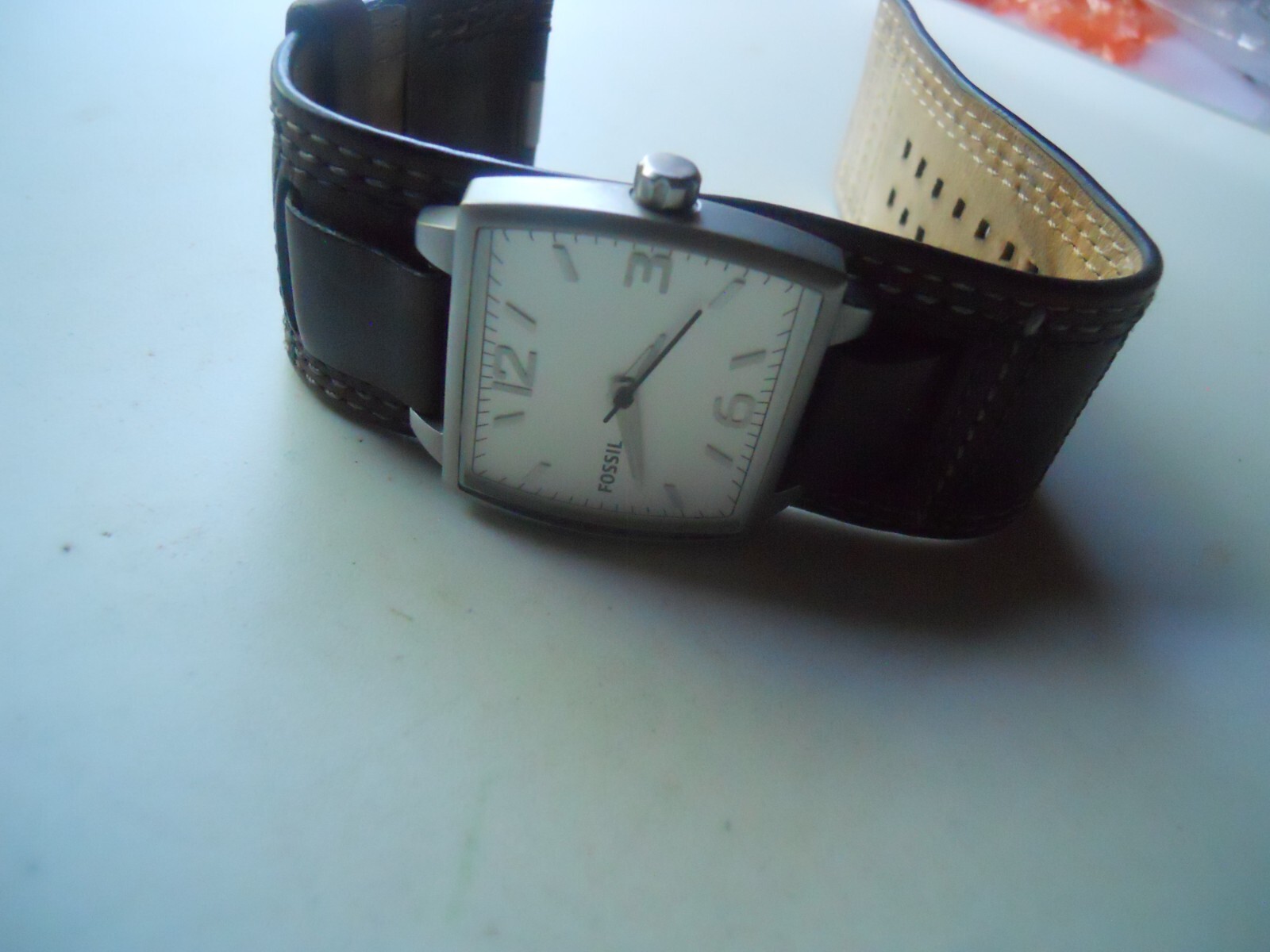 Fossil men’s wide brown leather.quartz,battery,water-resist & Analog dress watch