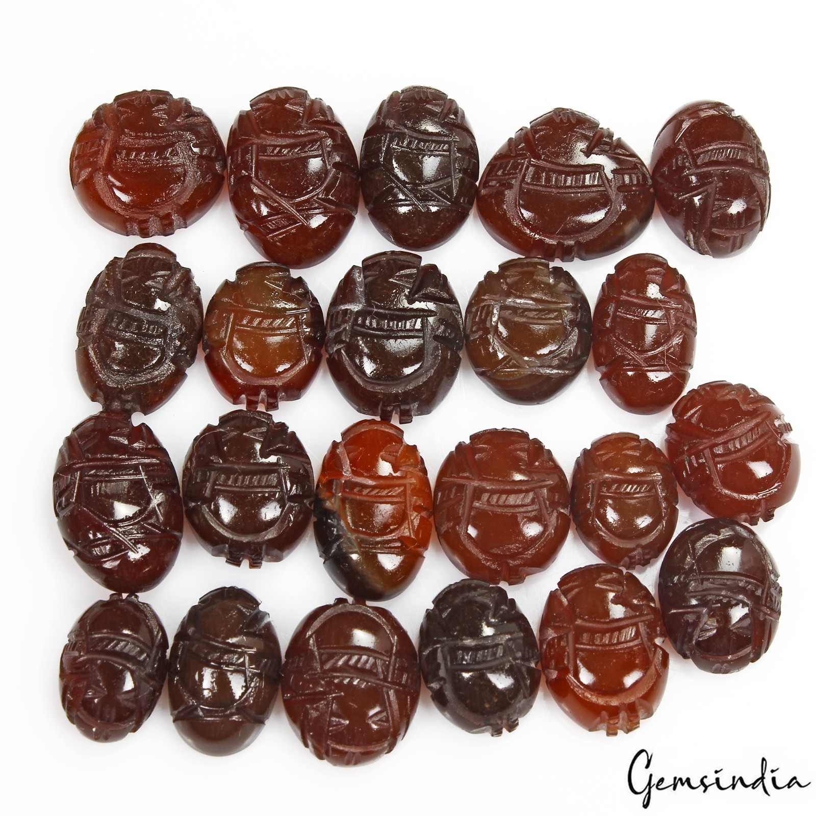 Ganesha Carved Onyx Gems Oval Cabochon Natural Loose Stones Jewelry Making~22 Pc