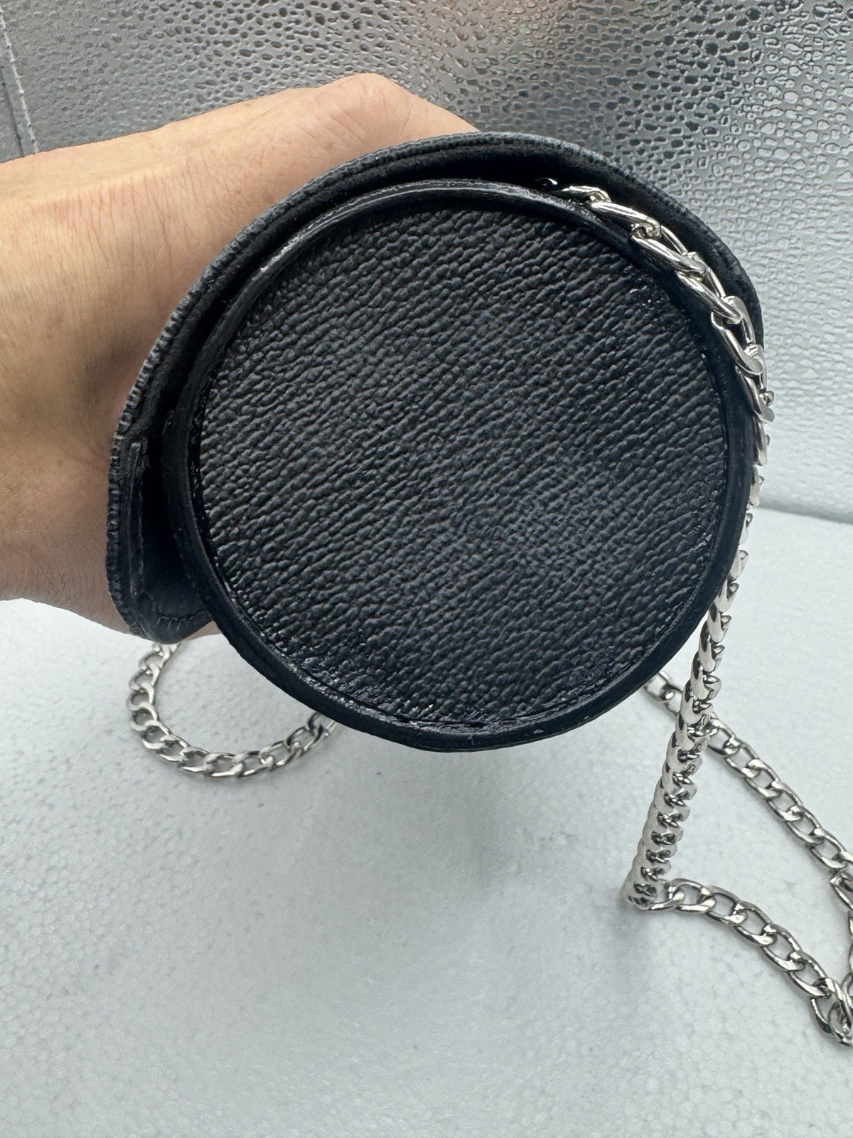 Louis Vuitton Leather Travel Pouch Black Gray Checkered Graphite
