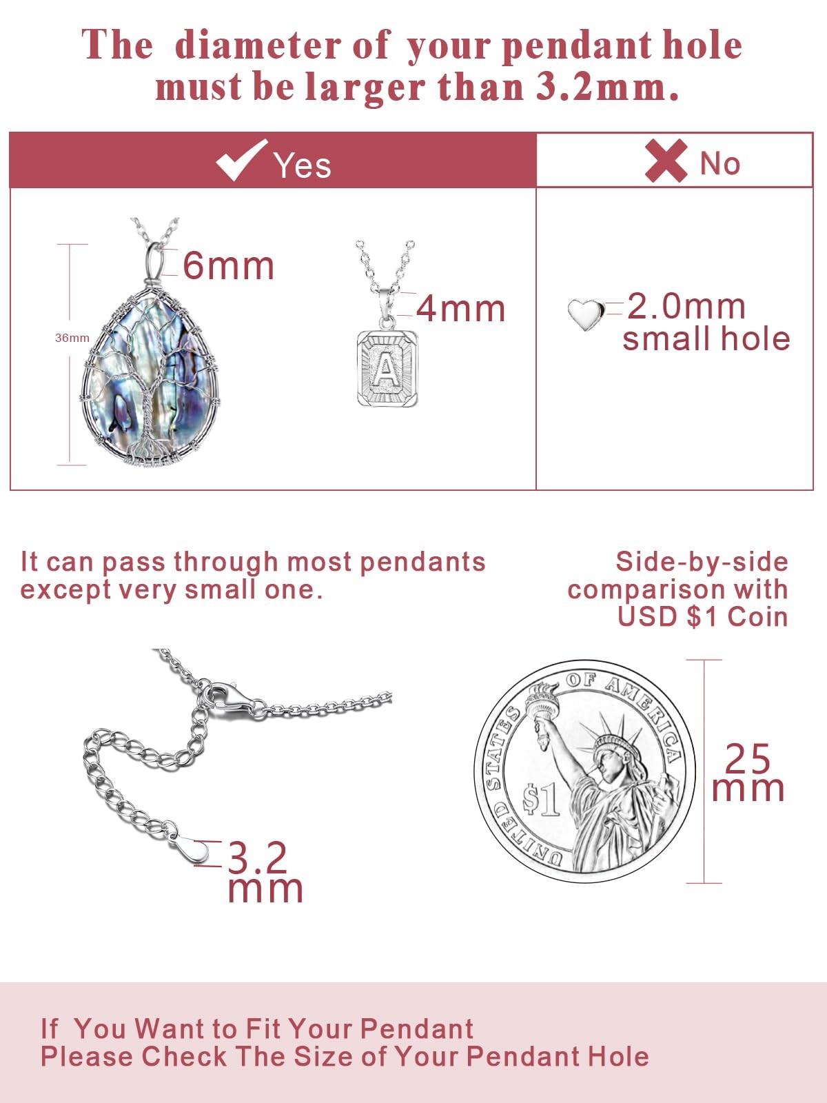 Womens Chain Necklaces 1mm/1.4mm/2mm Cable Chain Necklace, 316L Stainless Ste…