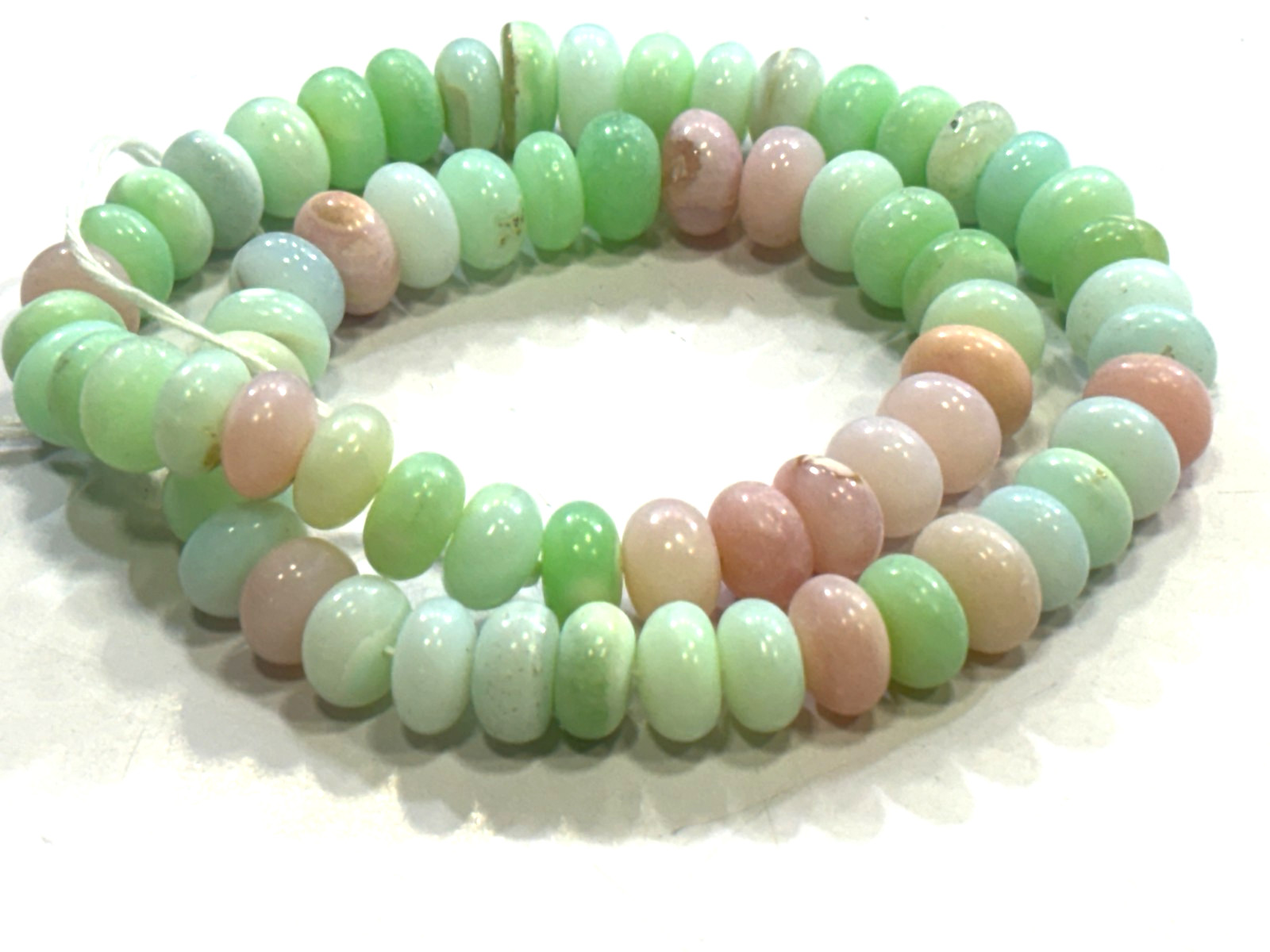 MULTI OPAL BEADS ROUNDELLE 8-9MM SMOOTH GEMSTONE 16 INCH NECKLACE