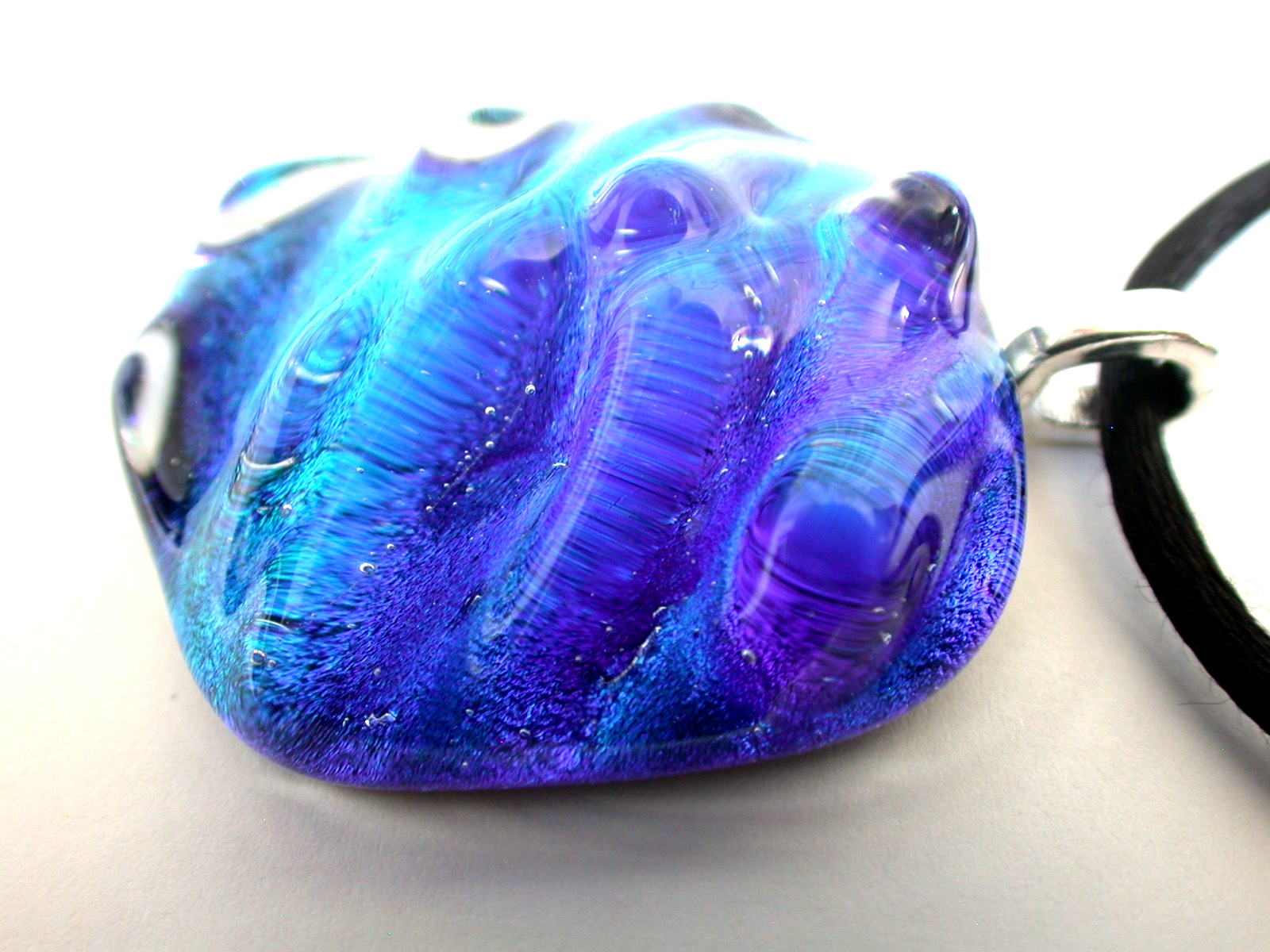 HANDCRAFTED Dichroic Sculptured Fused Glass Pendant / FOCAL PIECE