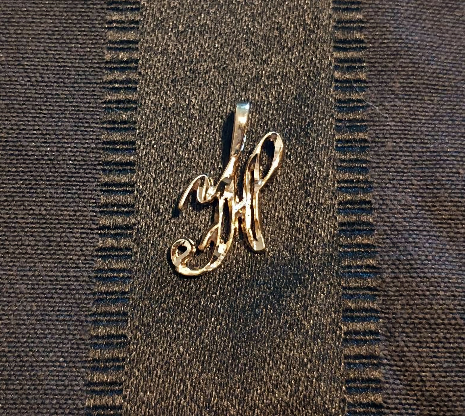 Gold Plated Initial Pendant 24k Yellow Gold Cursive Letters A to Z Diamond-Cut