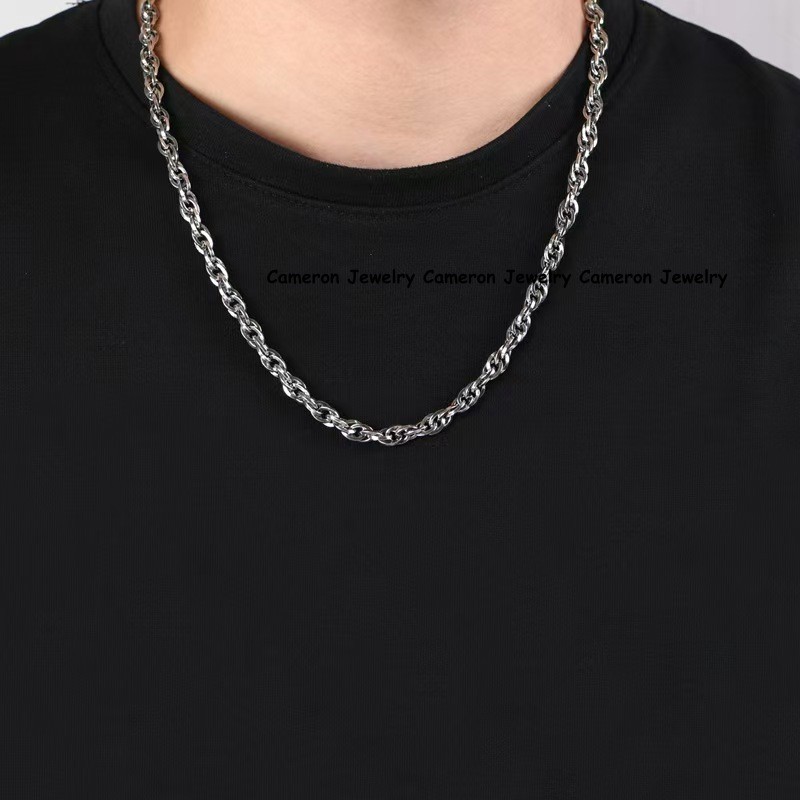Pure S925 Sterling Silver Chain 6mm Twist Wave Link Necklace 60-61g 25.6inch