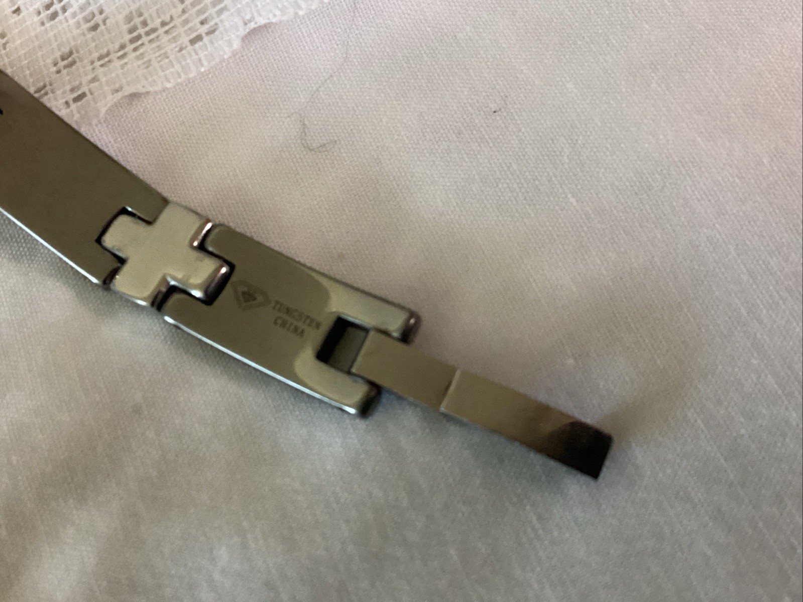 Stainless Steel Tungsten Cable Link Bracelet With Diamonds Men 8.5” Pre-owned