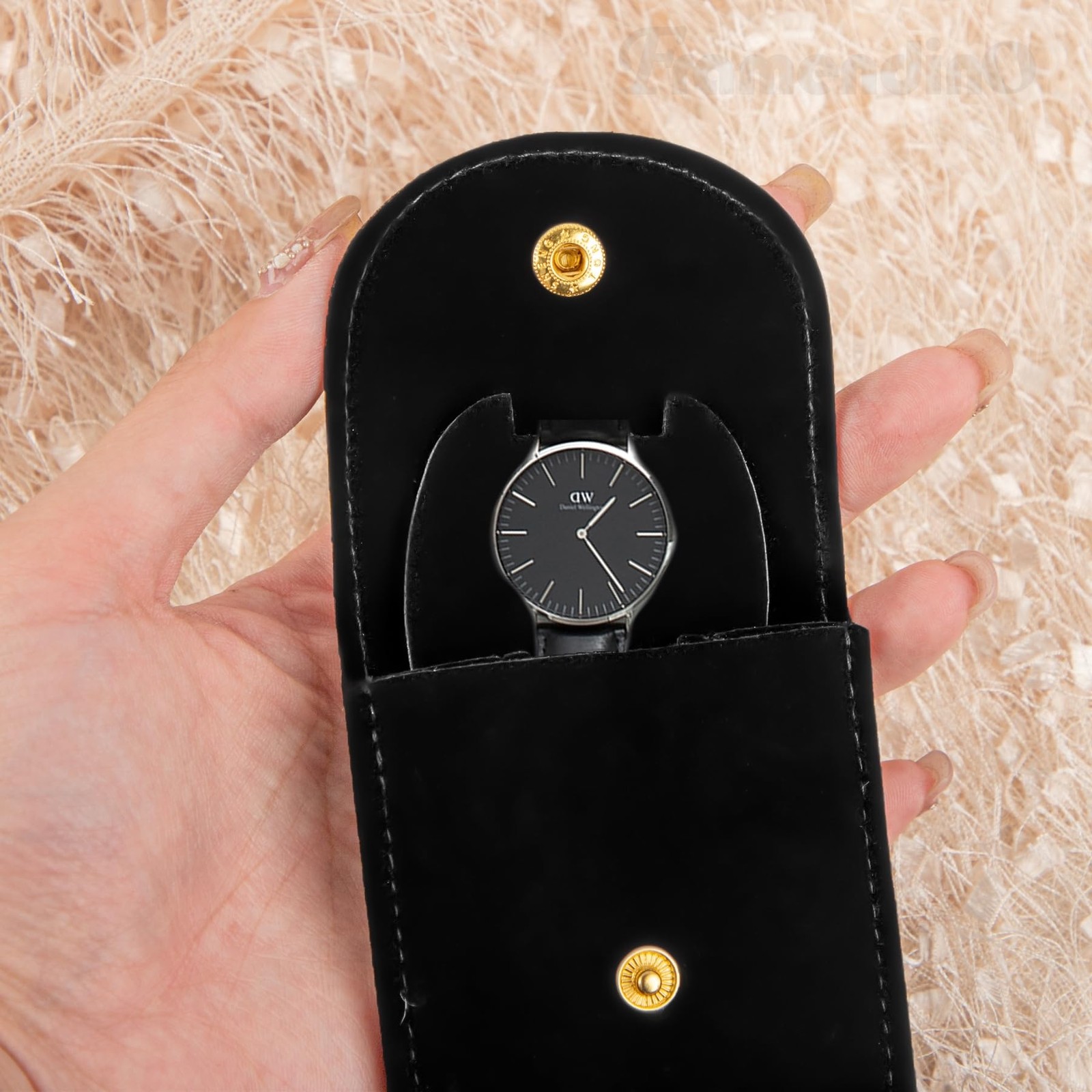 , 6 Pack Velvet Watch Pouch Portable Travel Case for Men Women Storage Bag Or…