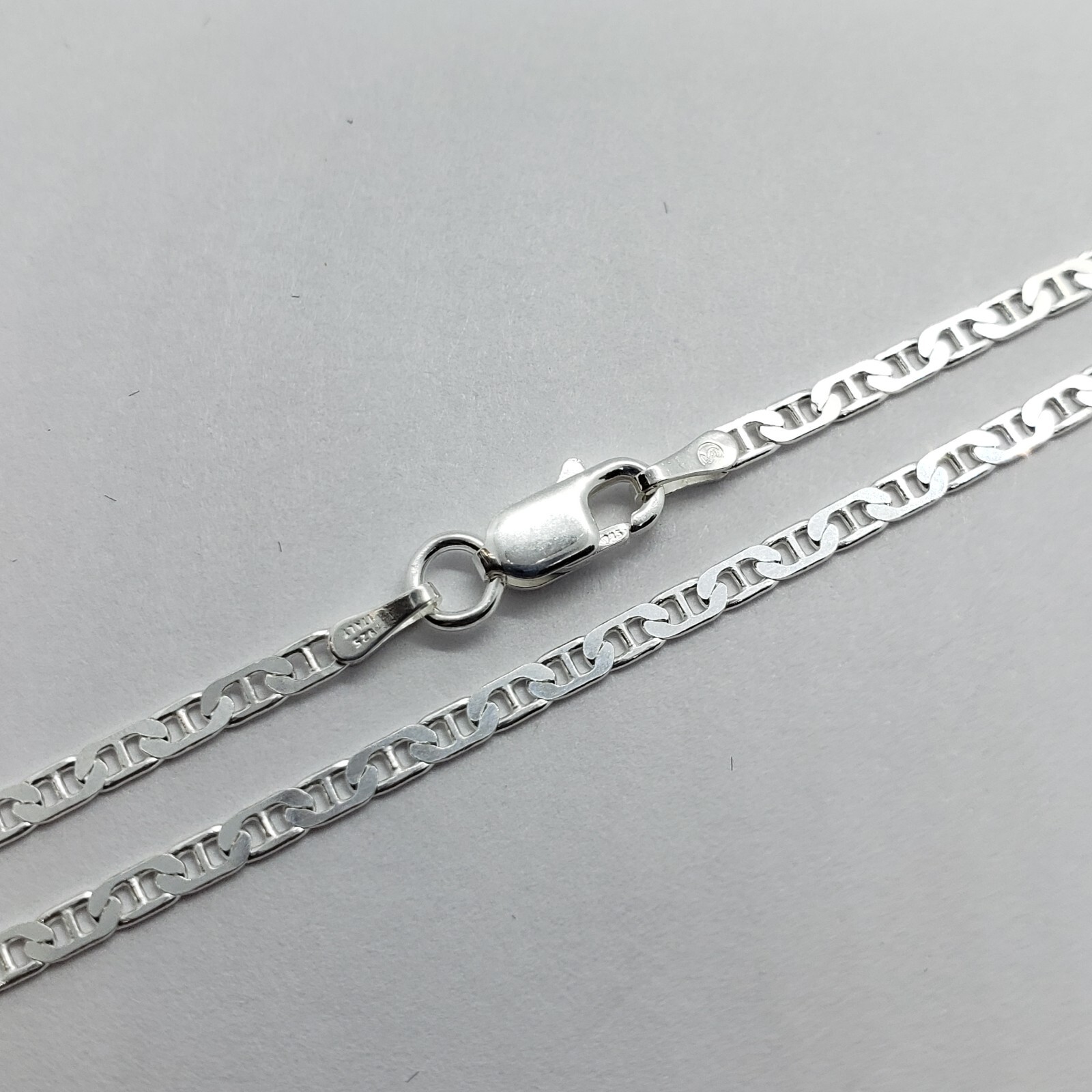 925 Sterling Silver Anklet Anchor Chain Flat Mariner Link Bracelet 2.1mm 9″-10″