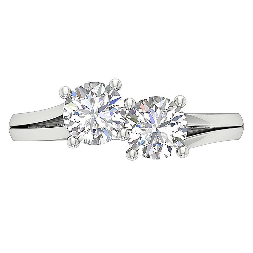 Lab Grown Diamond Forever Two Stone Engagement Ring VS1 F 1.60 Ct 14K White Gold
